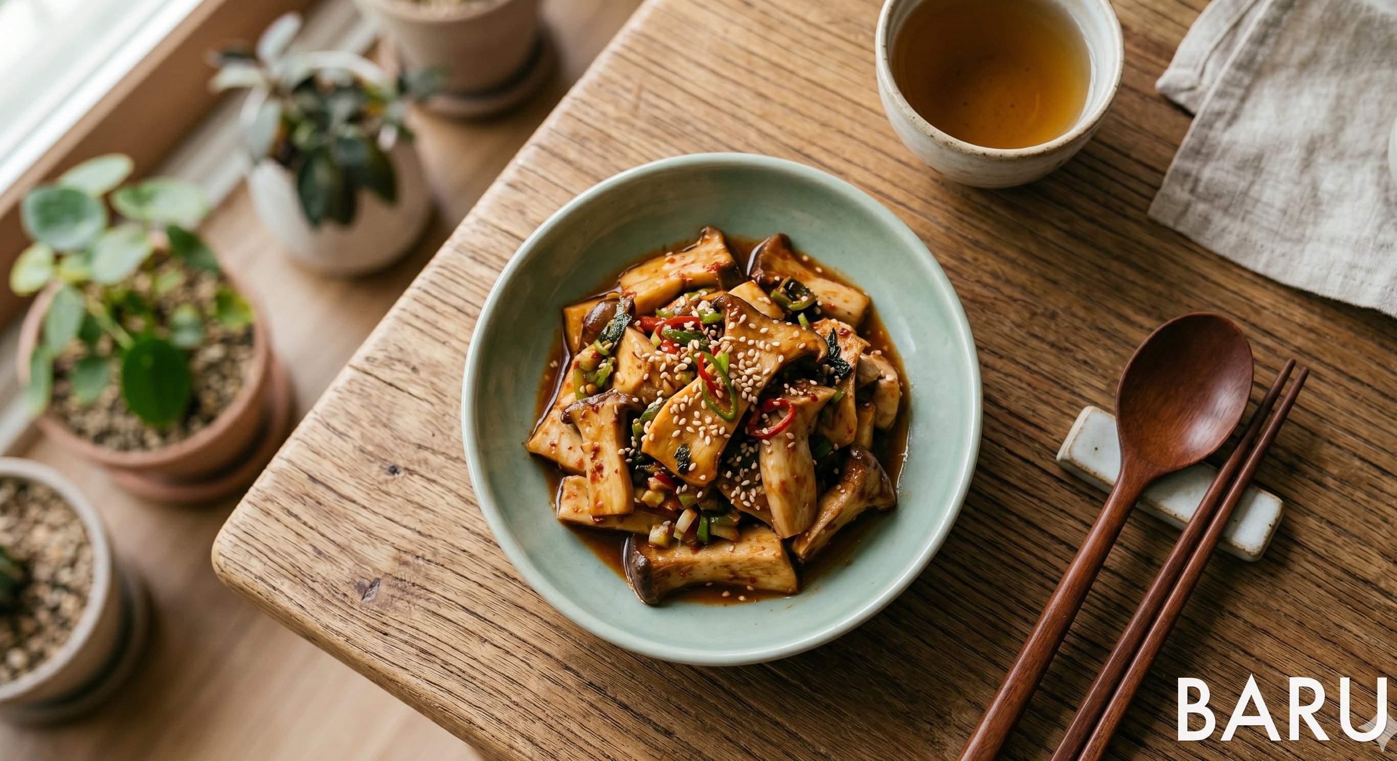Grilled King Oyster Mushrooms with Gochujang (새송이 버섯구이)