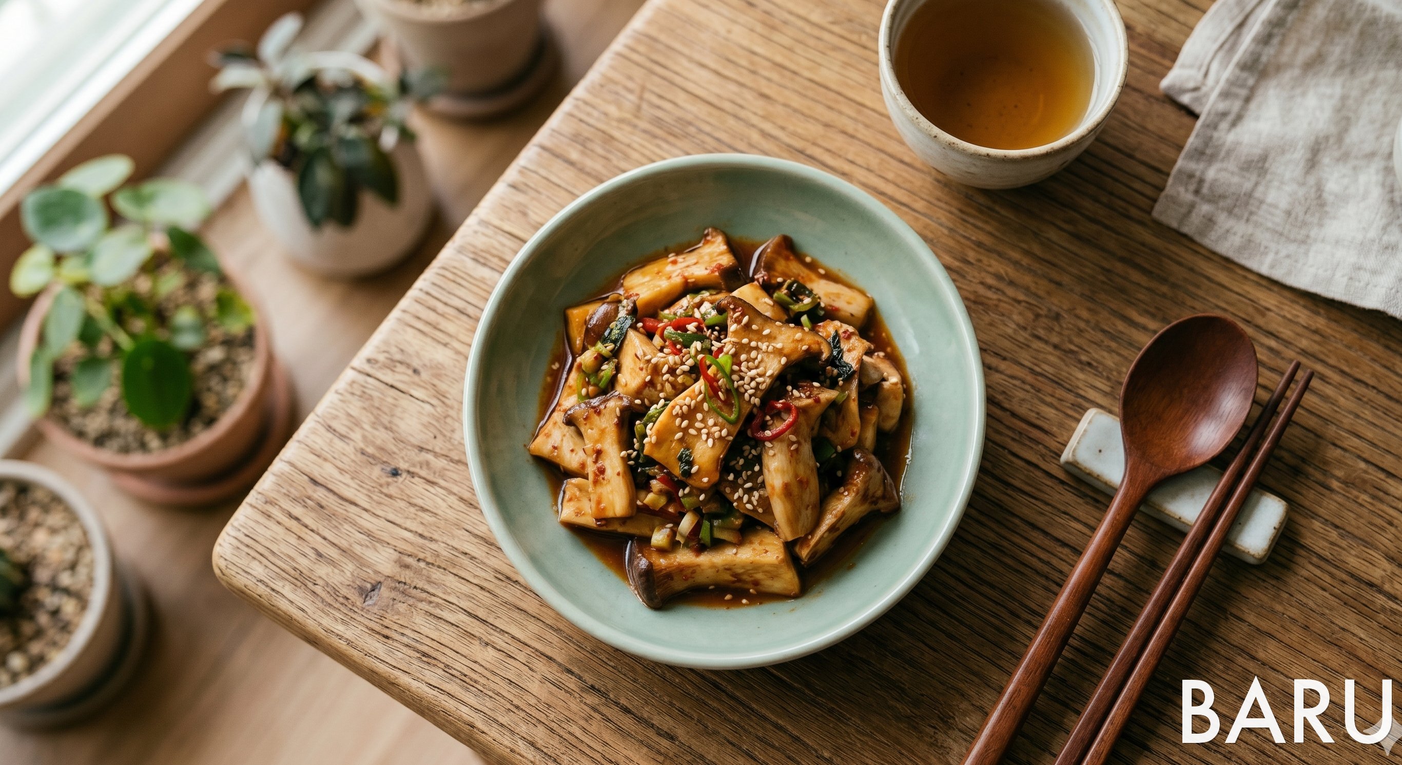 Oyster Mushroom & Zucchini Stir-fry with Perilla Seeds (느타리버섯 호박 들깨볶음)