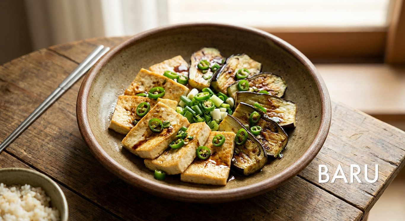 Pan-fried Tofu and Eggplant with Soy Sauce (근사한 두부가지구이)