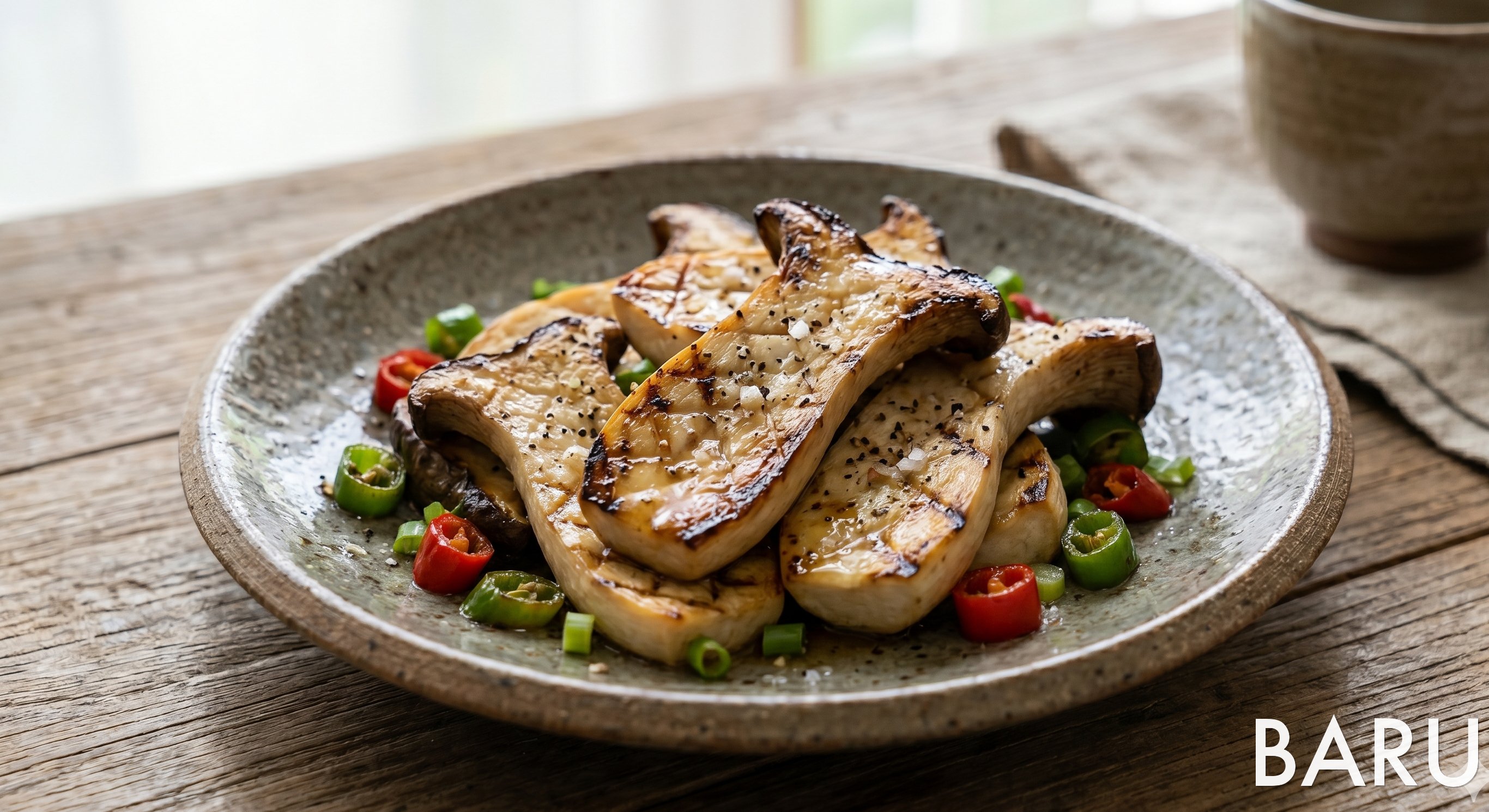 Salt-Grilled King Oyster Mushrooms (새송이버섯 소금구이)