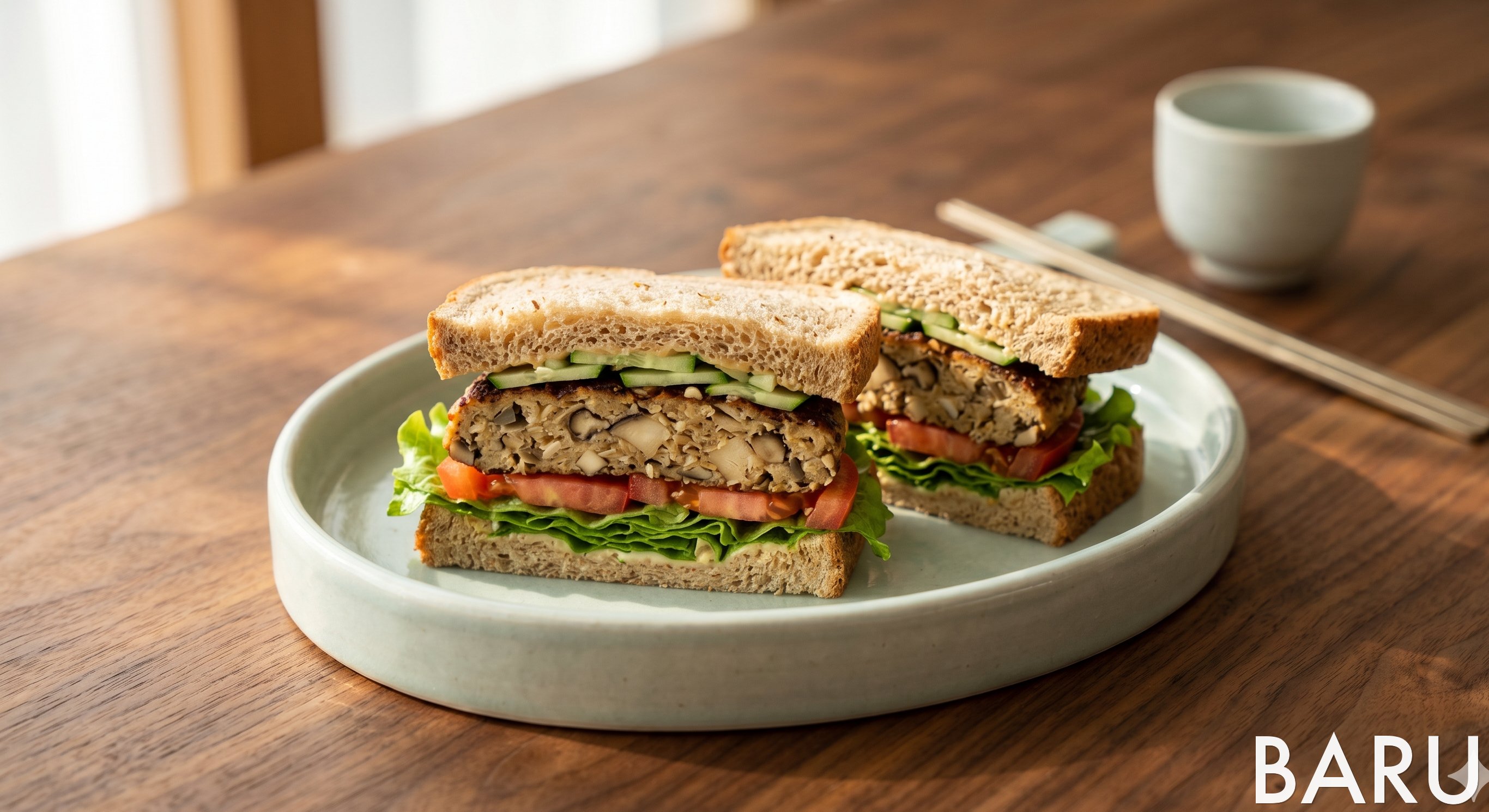 Oat-Mushroom Patty Sandwich (귀리버섯패티 샌드위치)