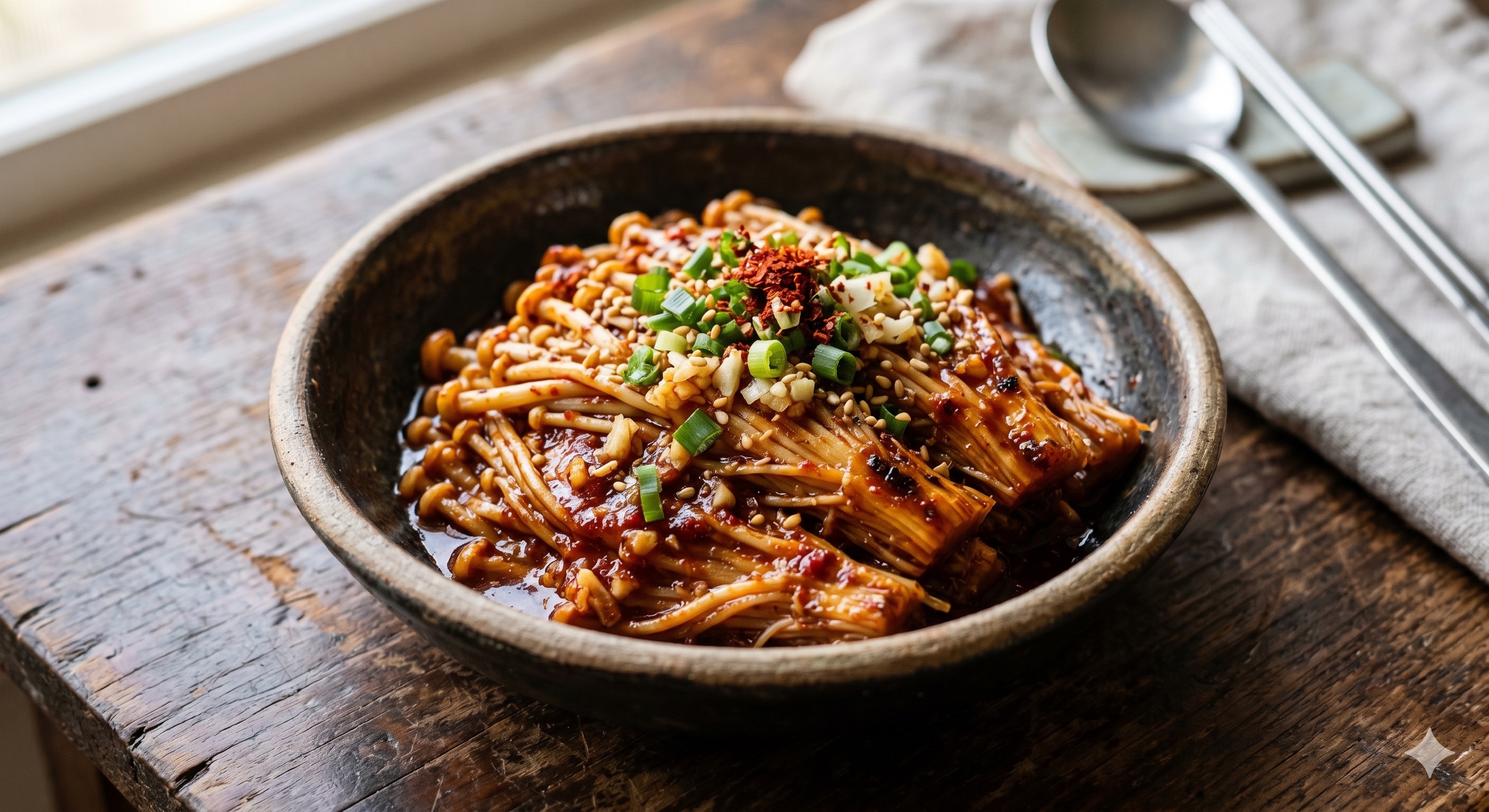 Spicy Grilled Enoki Mushrooms (팽이버섯매콤구이)