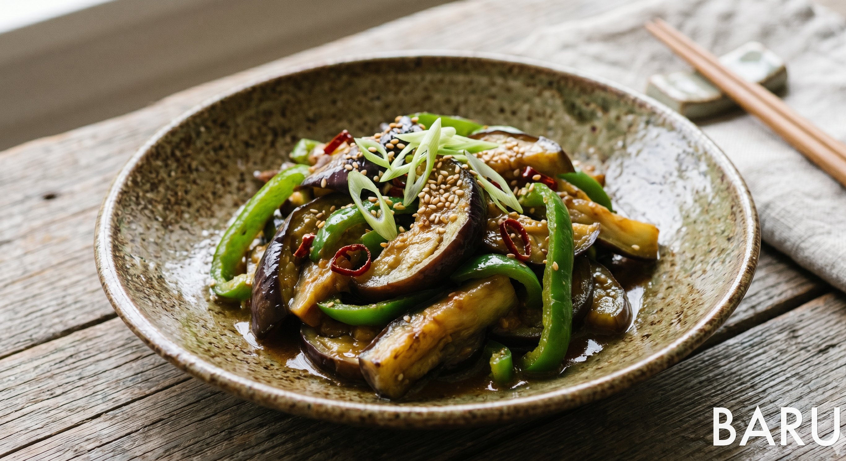 Eggplant and Pepper Miso Stir-Fry (Nabeshigi) (가지 피망 된장볶음)
