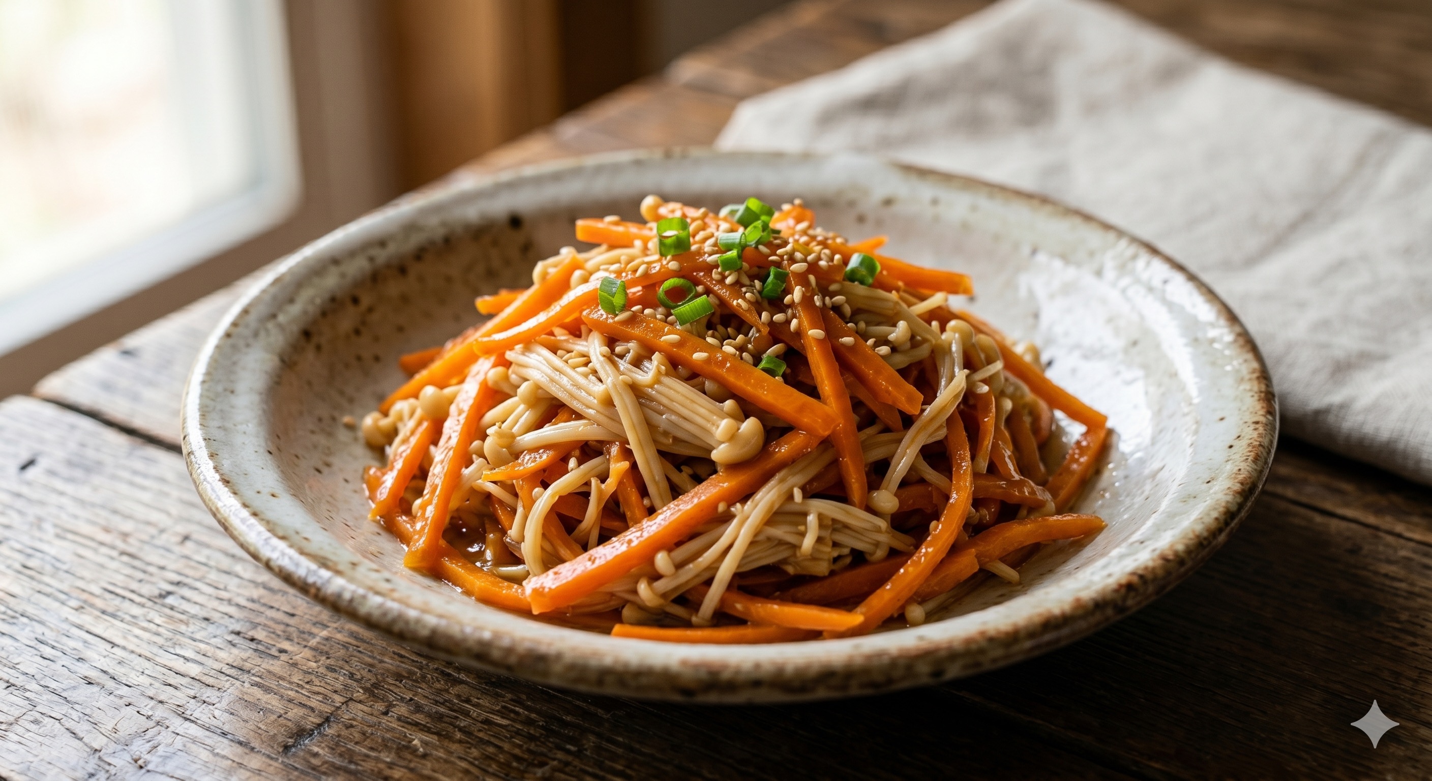 Carrot and Enoki Miso Kinpira (당근 팽이버섯 된장 볶음)