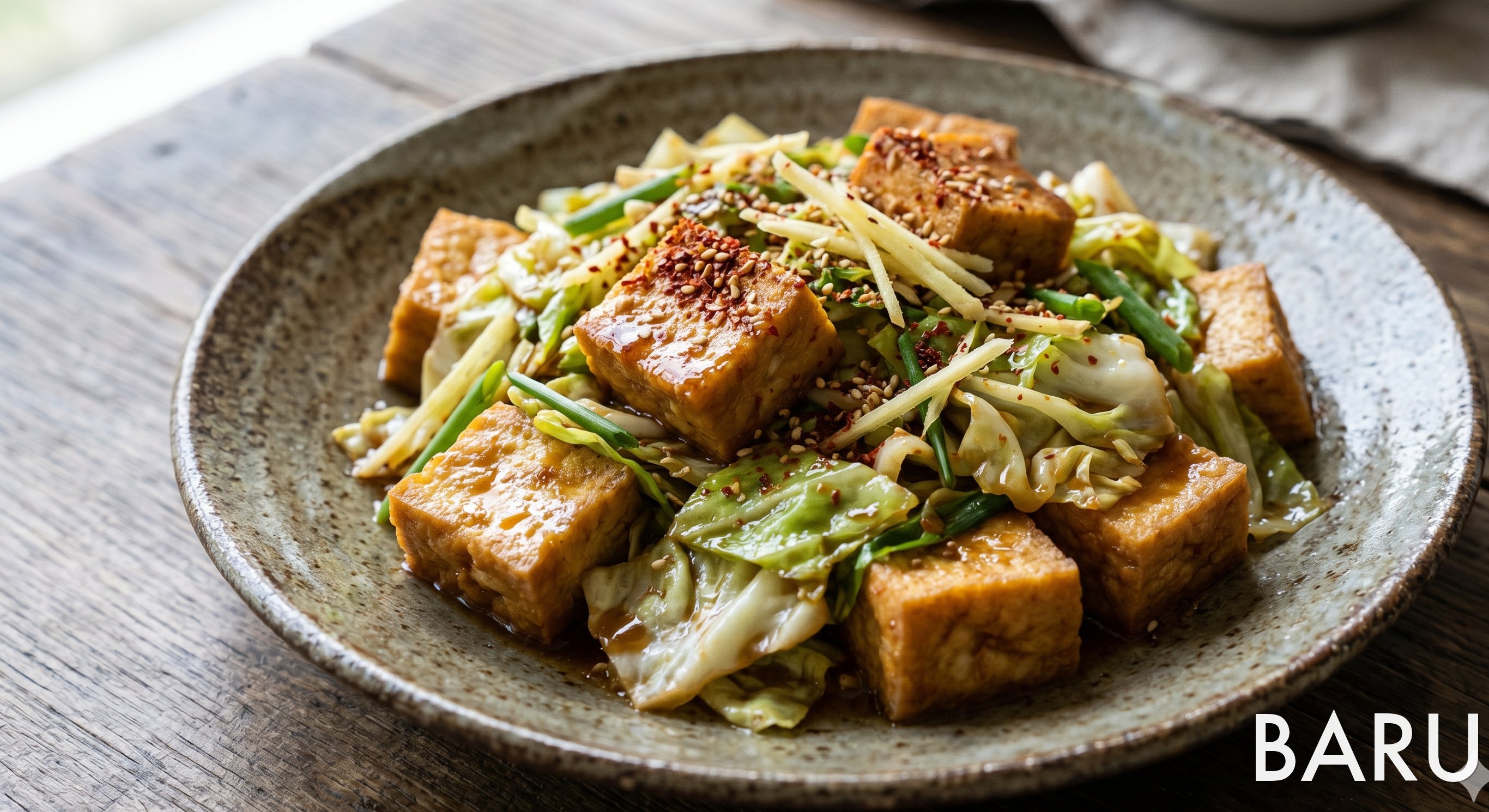 Miso-Glazed Cabbage and Fried Tofu Stir-Fry (양배추 두꺼운유부 된장볶음)
