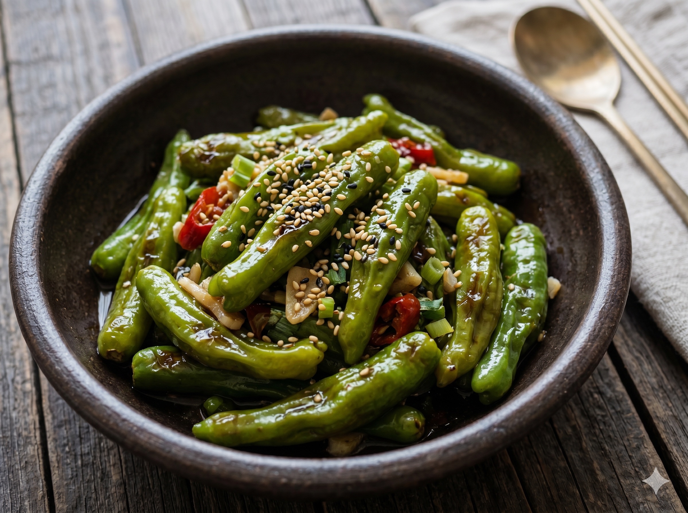 Stir-fried Shishito Peppers (꽈리고추 볶음)
