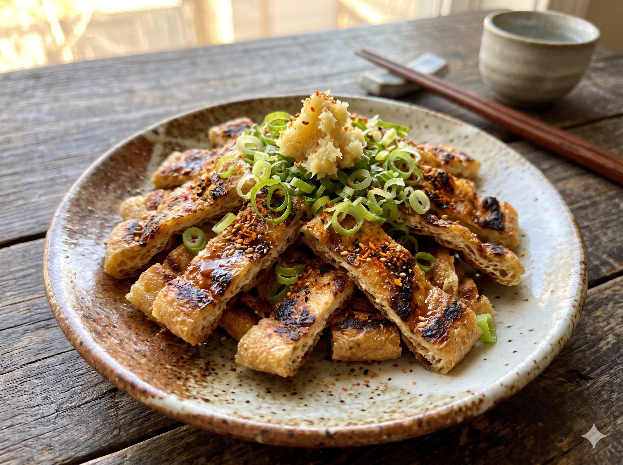 Crispy Grilled Fried Tofu Skin (아부라아게노 카리카리야키)