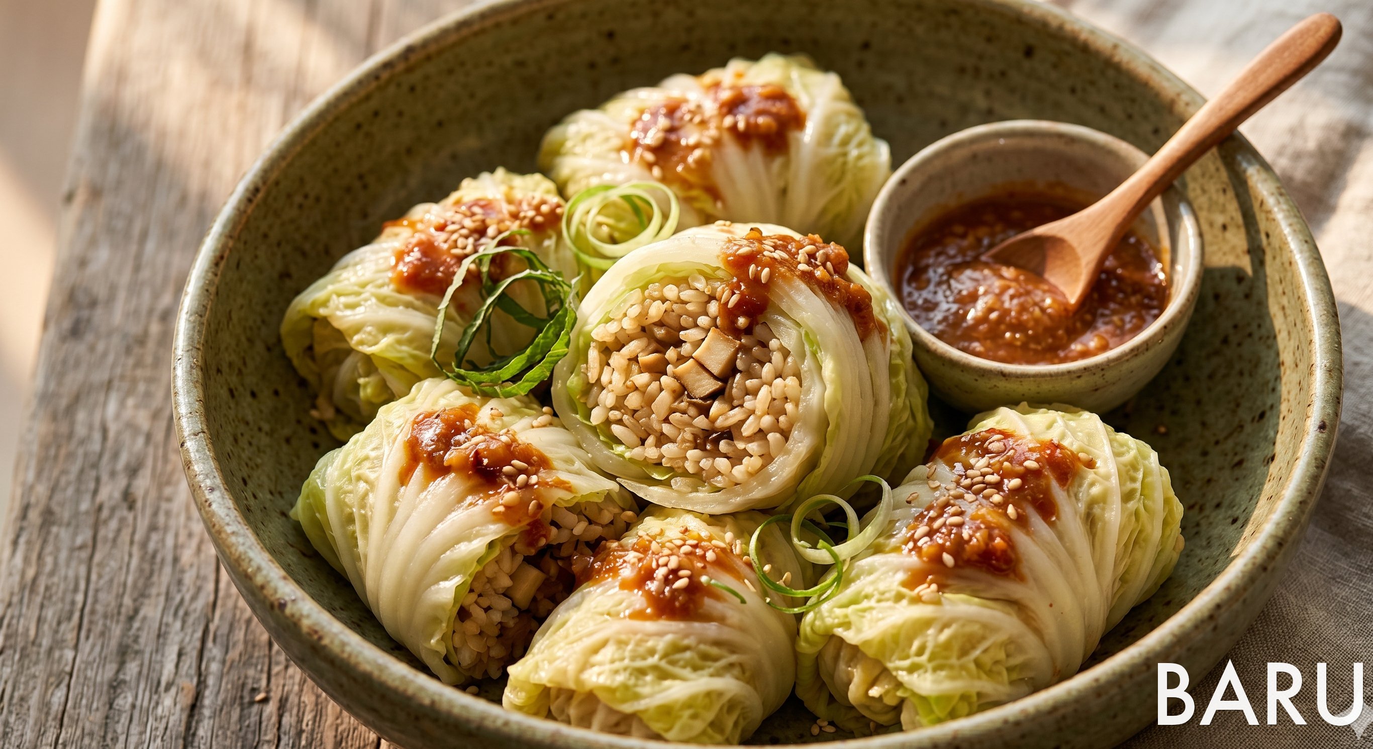 Cabbage Ssam Rice Rolls (웰빙 양배추쌈밥)