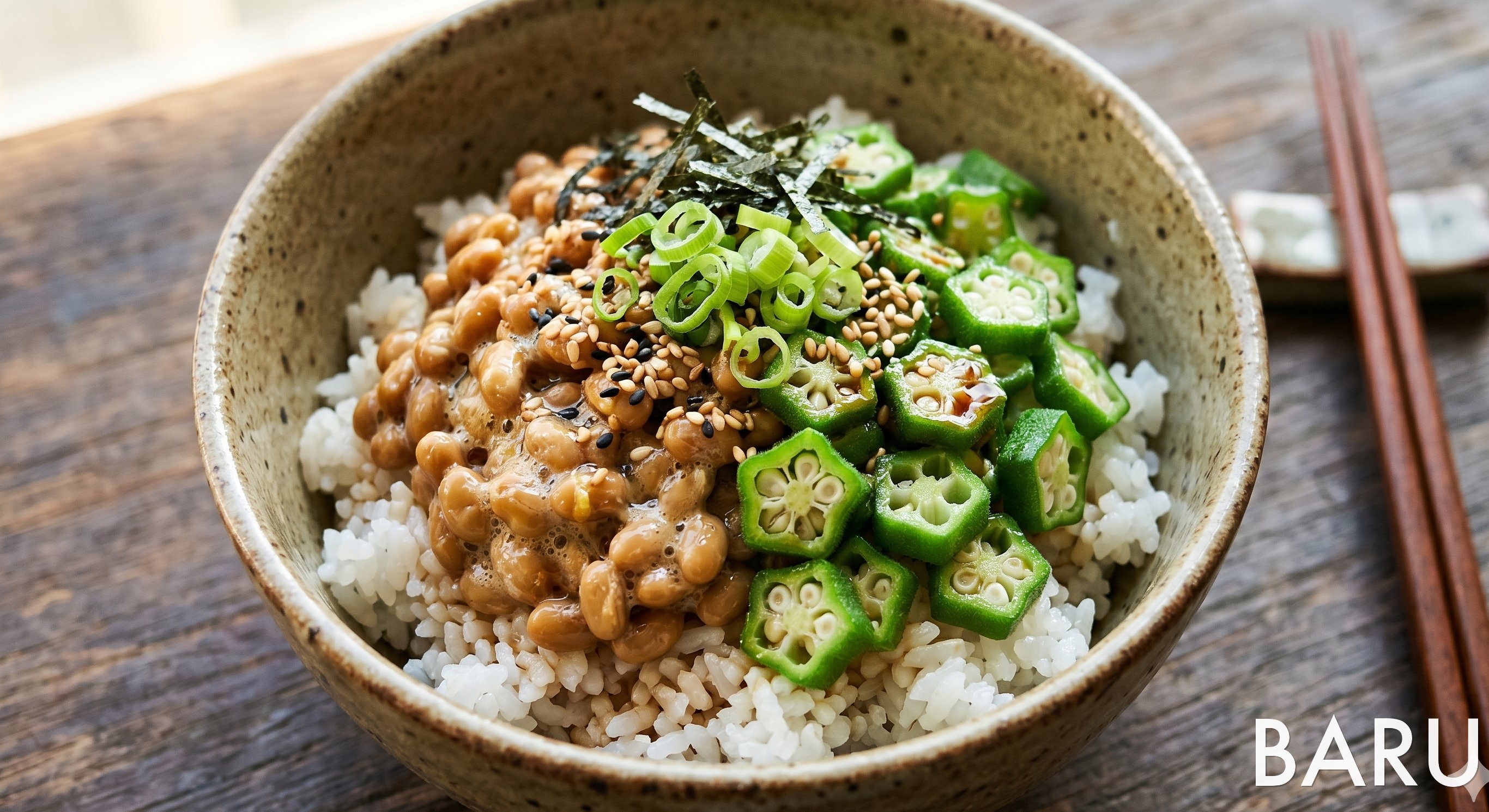 Okra Natto Bowl (Rice, Tofu, or Noodle Topping) (오크라 낫토)