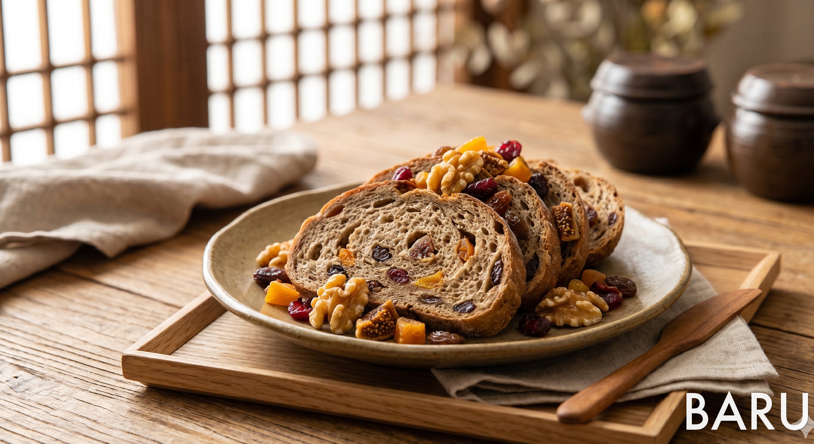 Whole Wheat Bread with Dried Fruit and Walnuts (통밀 건과일 호두 빵)