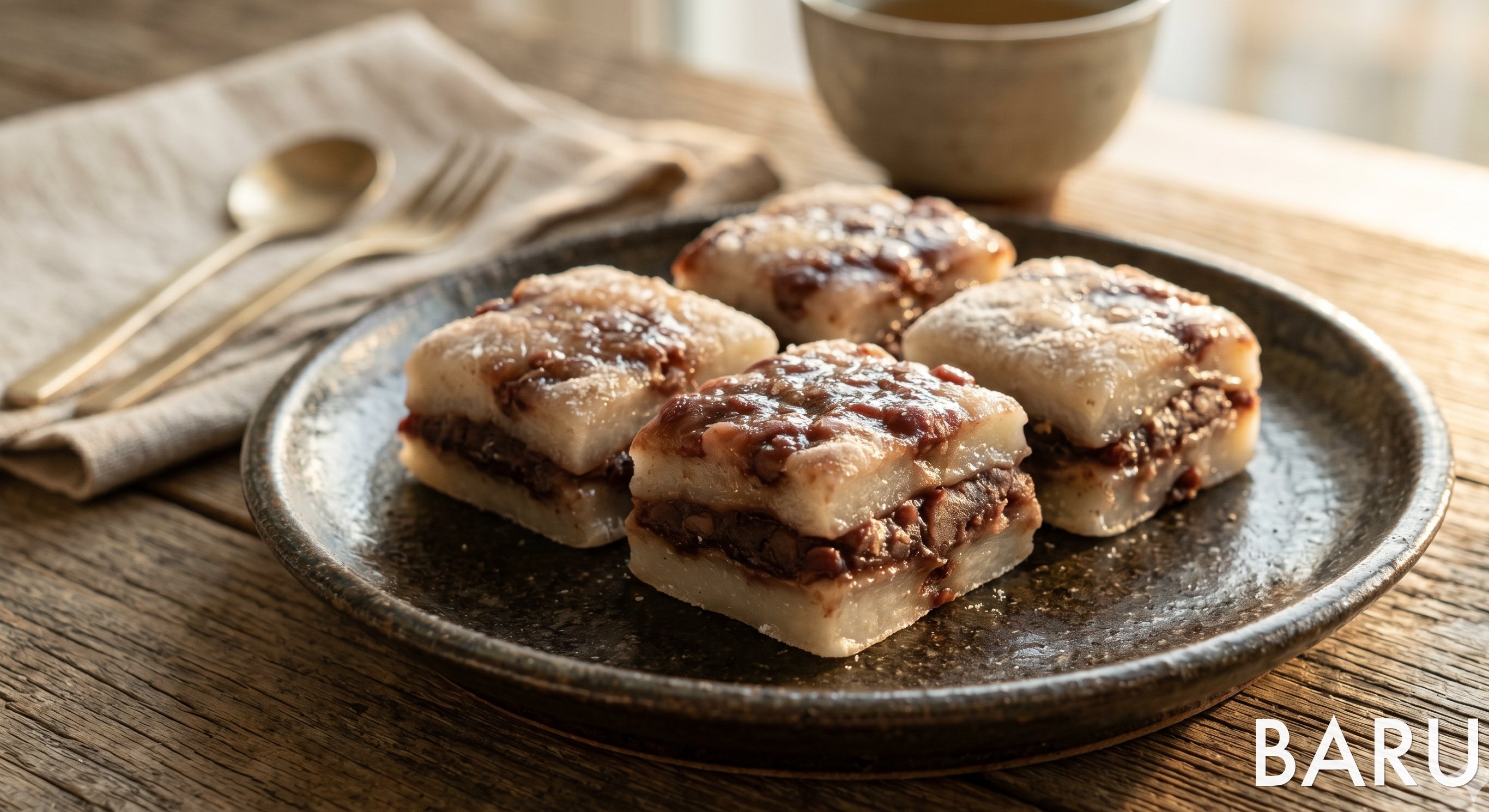 Chaltteok (Chewy Red Bean Rice Cake) (찰떡)