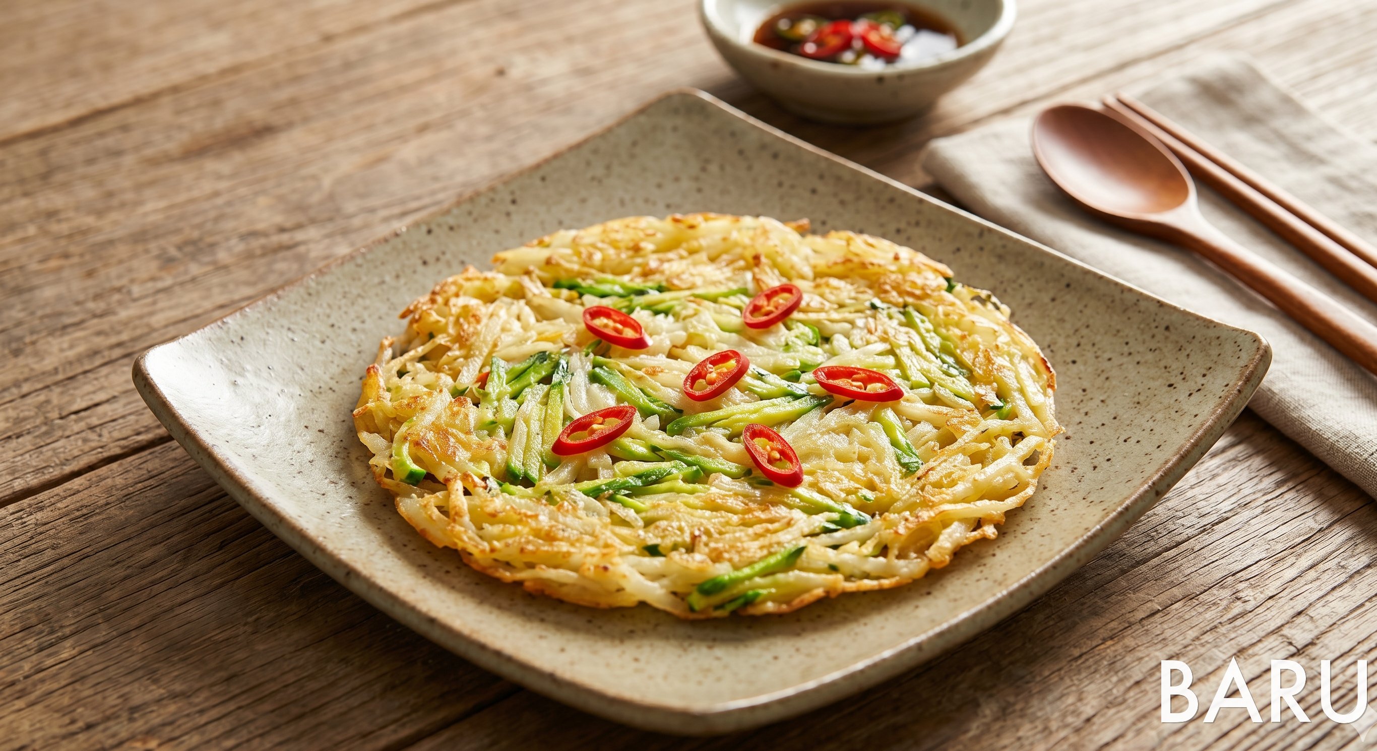 Temple-style Potato & Zucchini Jeon (사찰음식 감자채전)