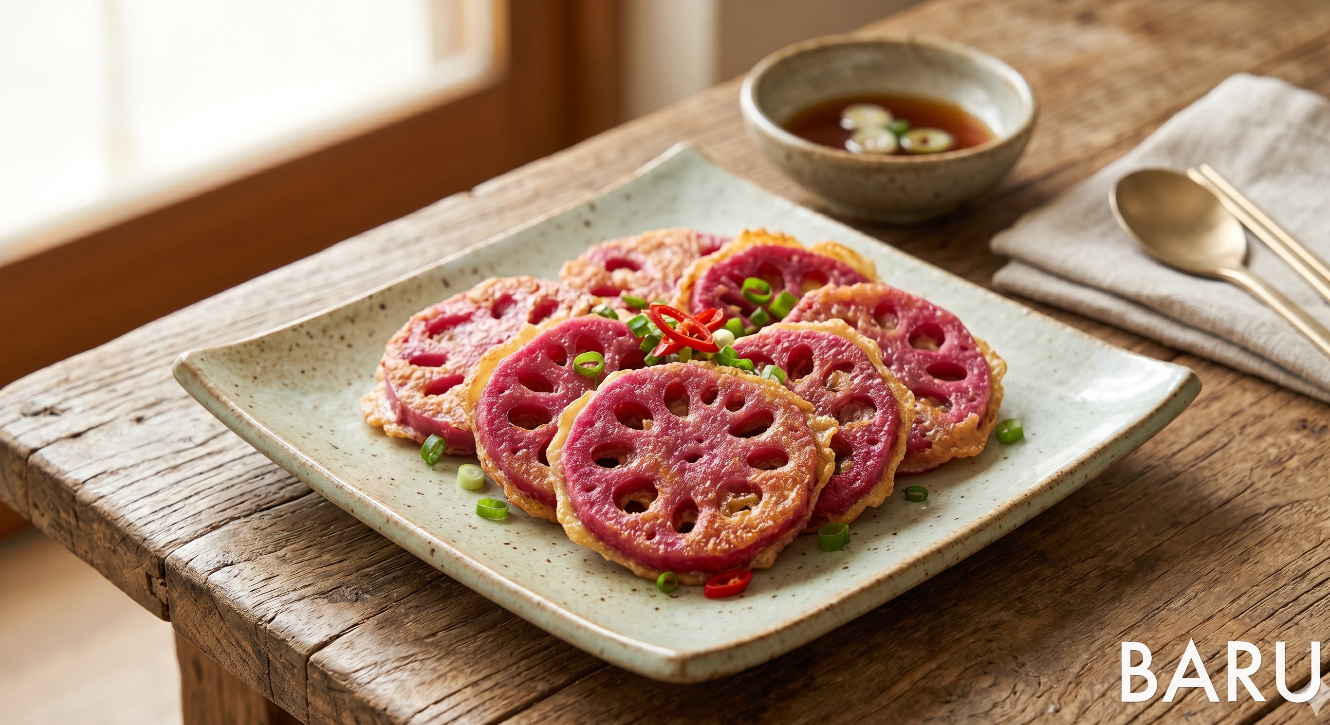 Beet and Lotus Root Jeon (연근전)