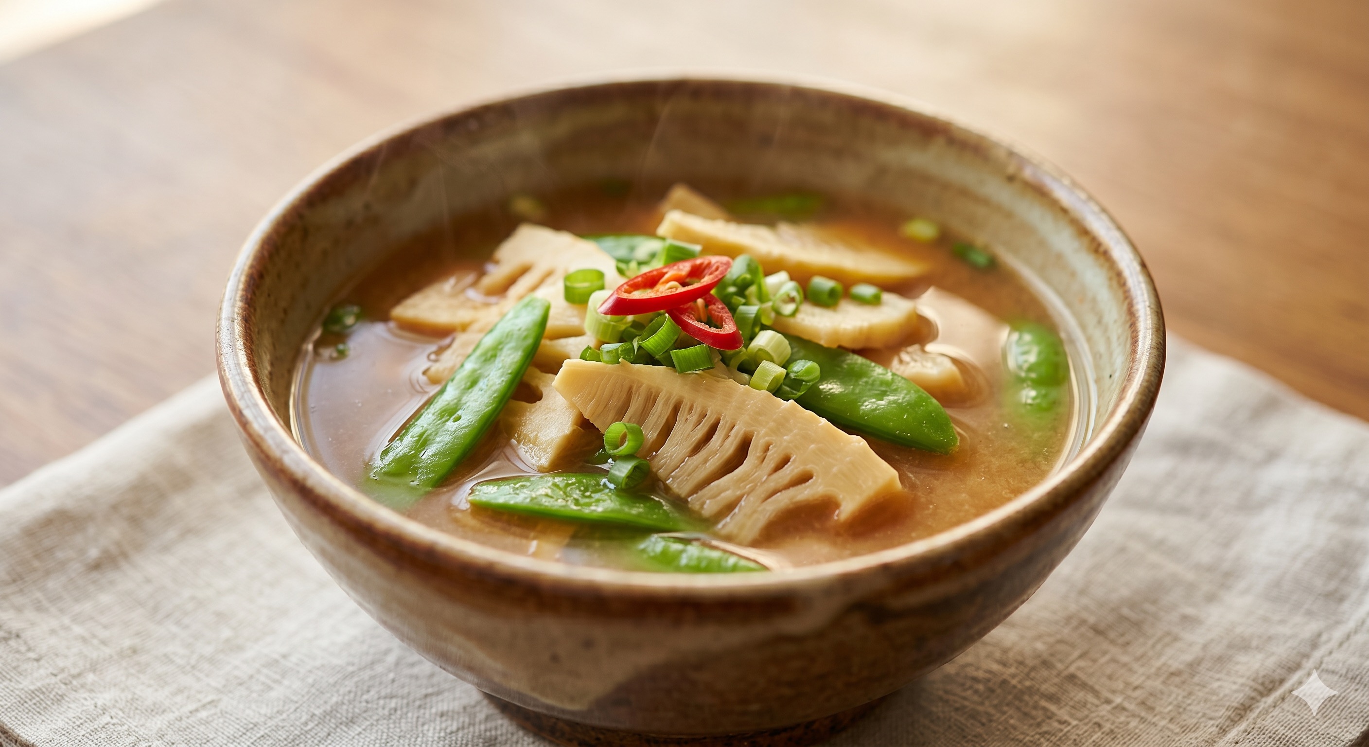 Bamboo Shoot and Snow Pea Miso Soup (죽순 스냅완두 된장국)