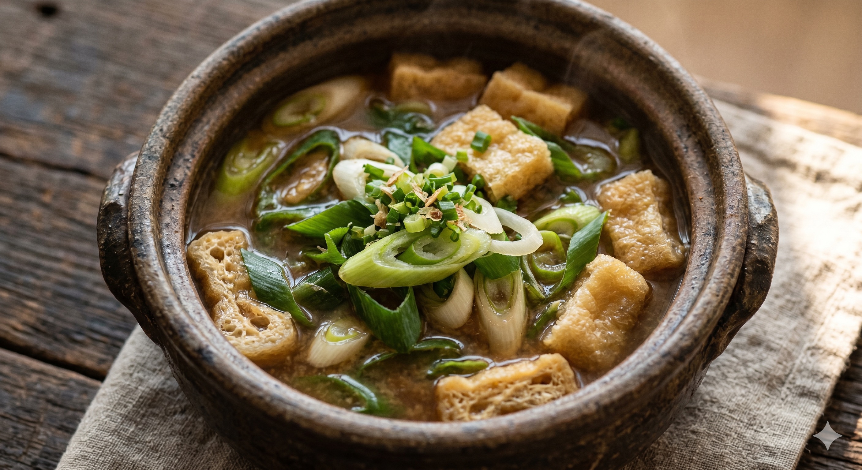 Deep Green Onion and Fried Tofu Miso Soup (대파 유부 된장국)