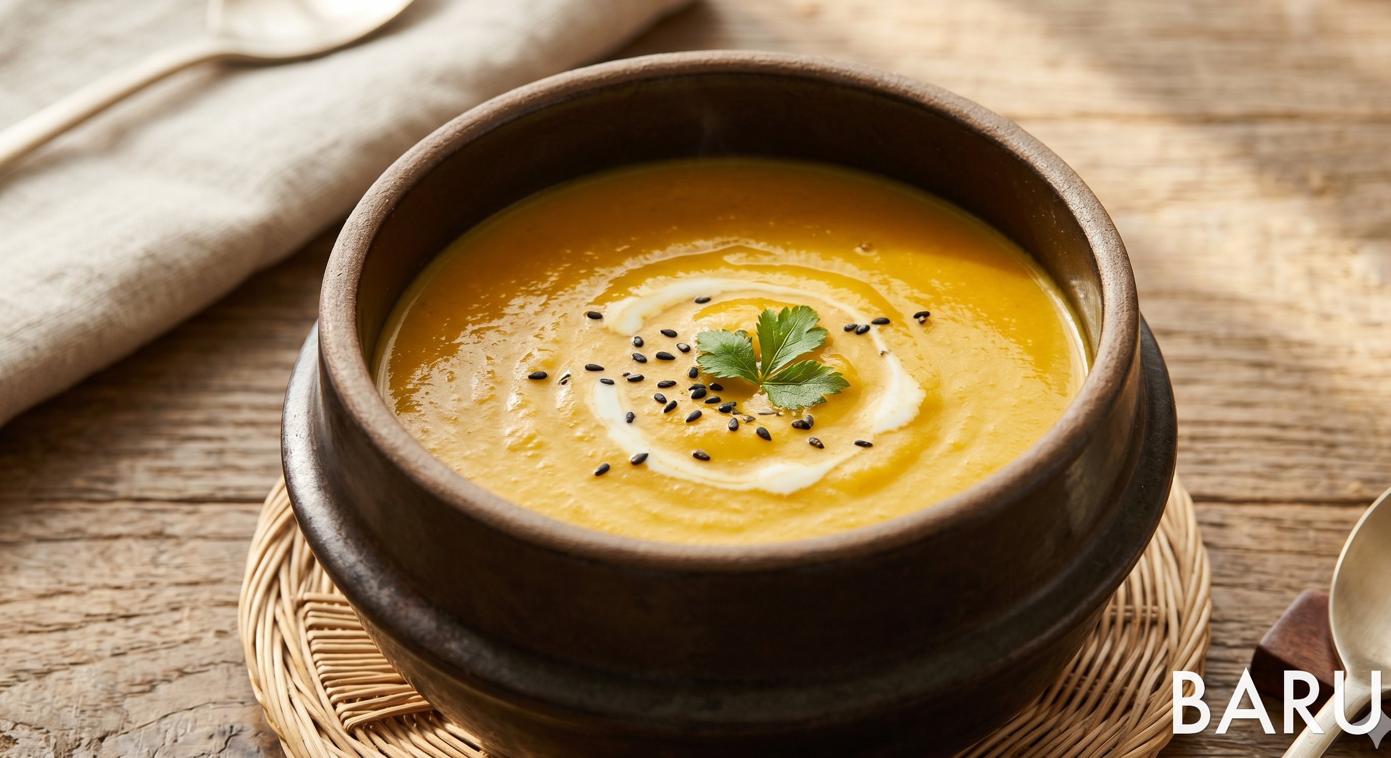Kabocha no Surinagashi (Silky Kabocha Squash Soup) (카보차 수리나가시 (단호박 퓨레 수프))