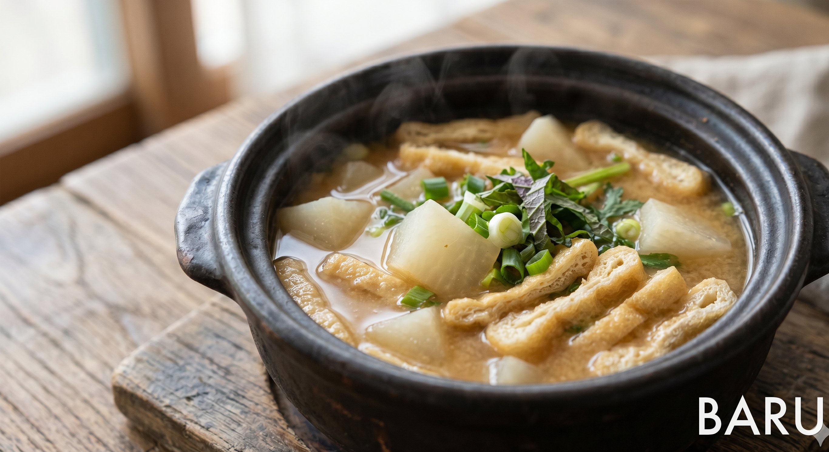 Turnip and Fried Tofu Miso Soup (순무 유부 된장국)