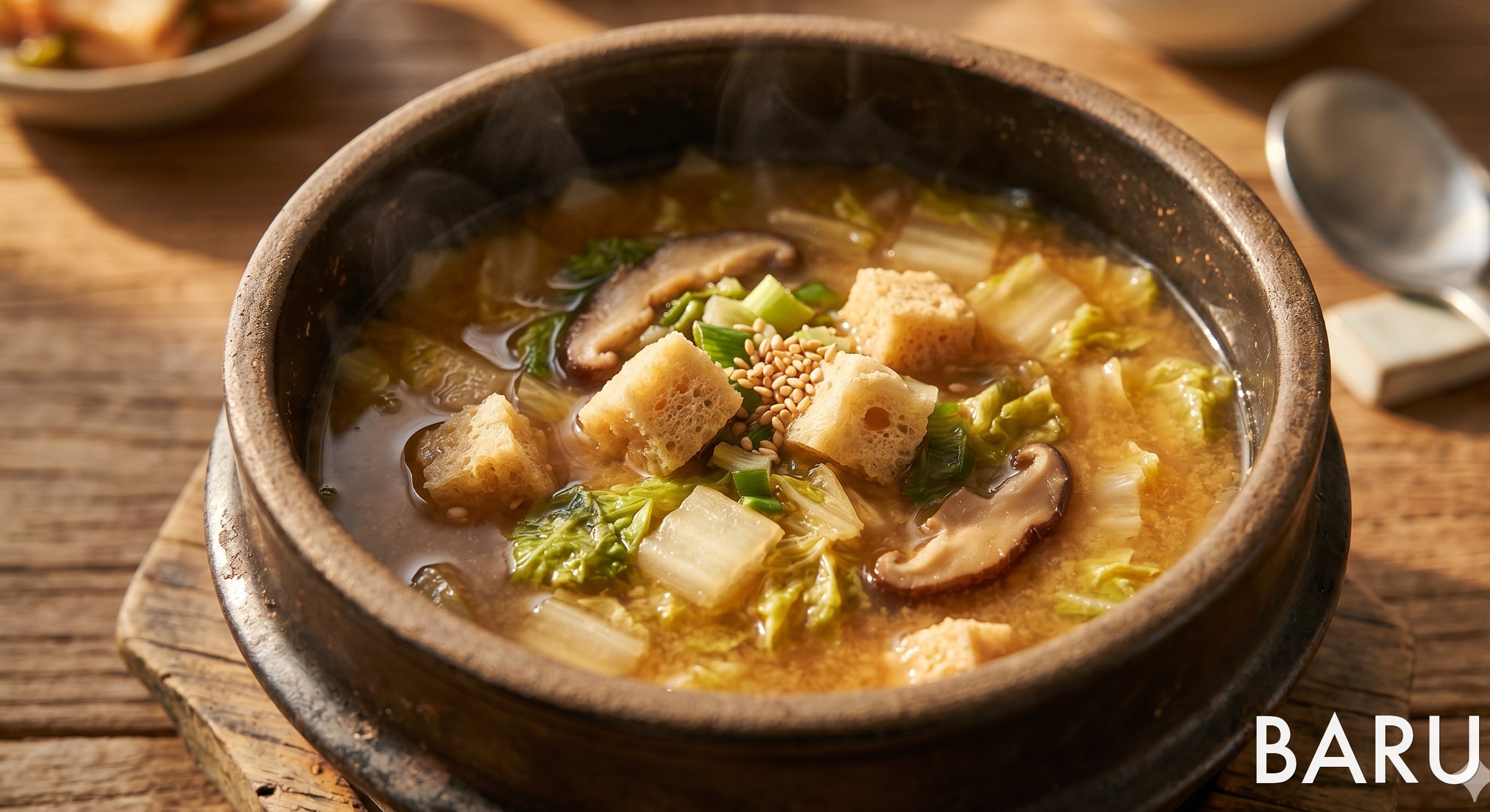 Napa Cabbage and Freeze-Dried Tofu Miso Soup (배추 고야두부 된장국)