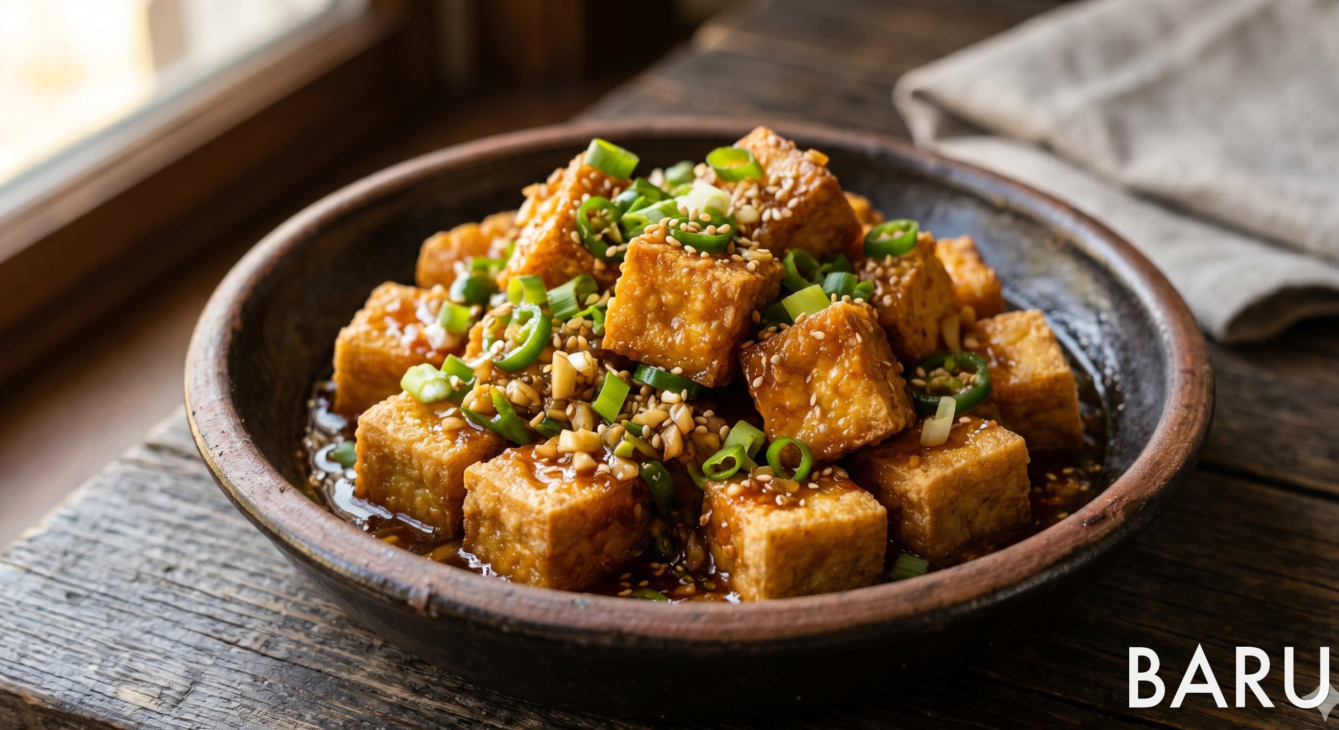 Crispy Tofu in Spicy Garlic Sauce (Tofu Kkanpunggi) (두부 깐풍기)