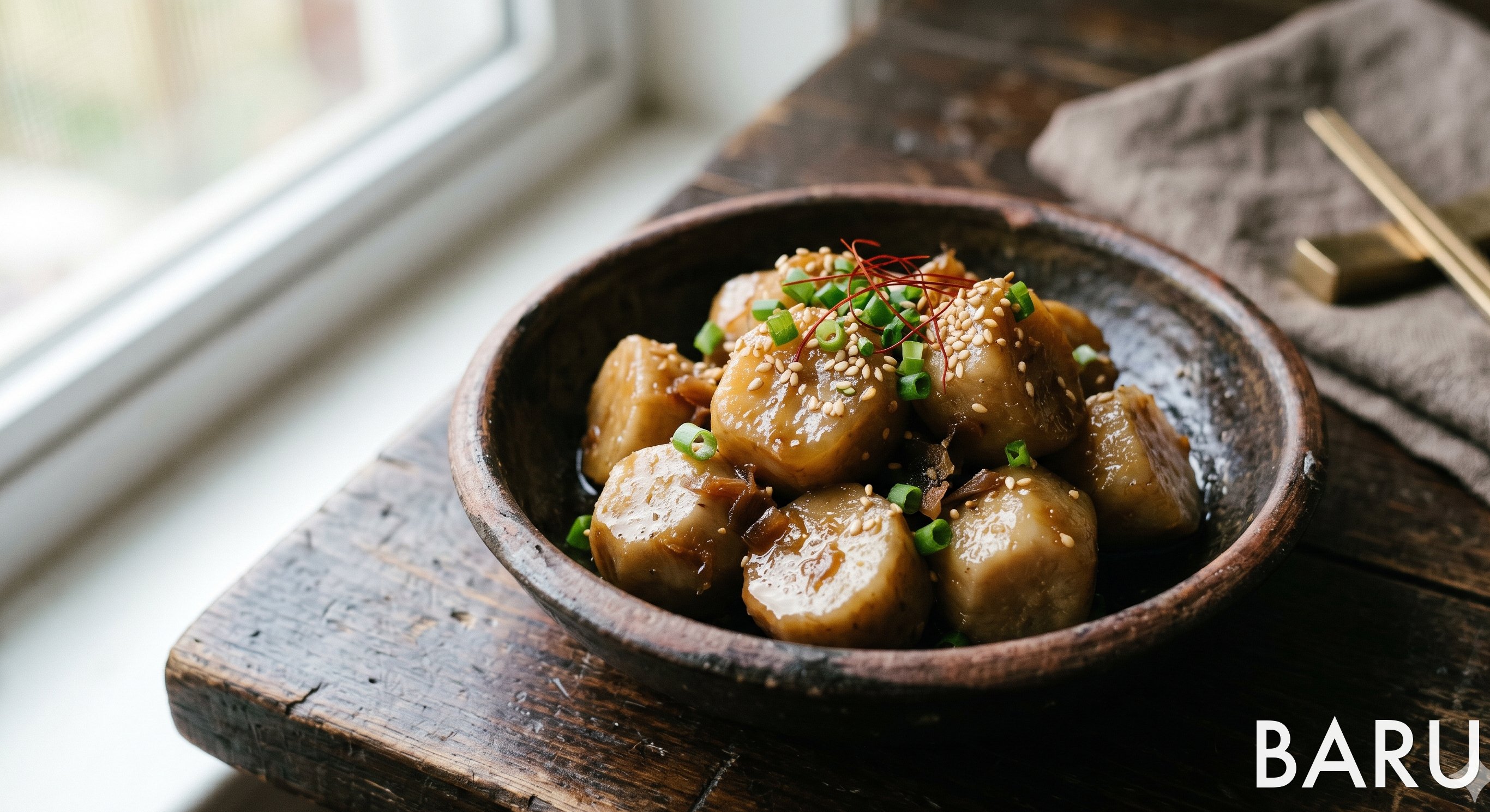 Tender Simmered Taro in Sweet Dashi (토란 조림)