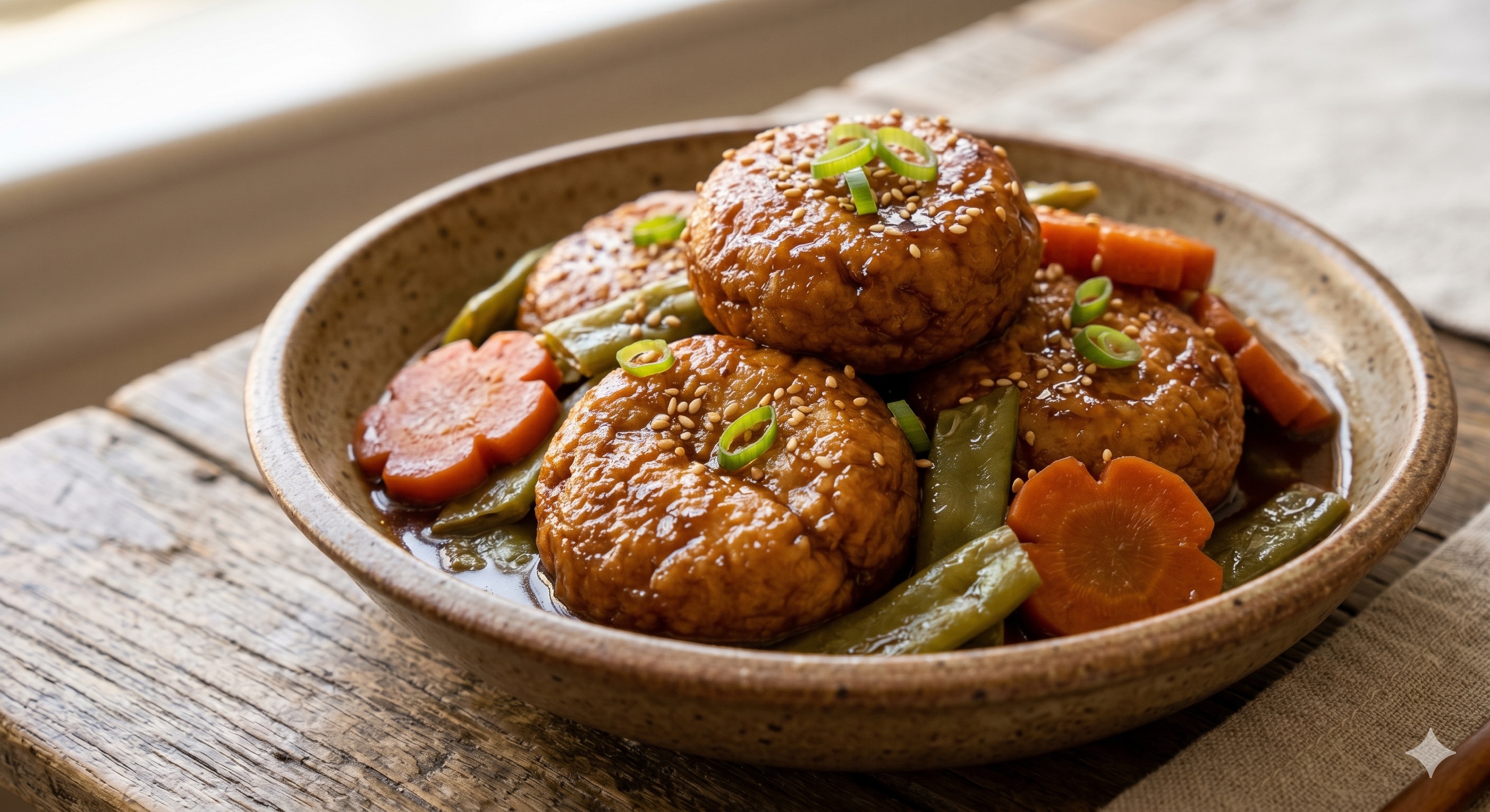 Simmered Tofu Fritters in Sweet Soy Broth (간모도키 조림)