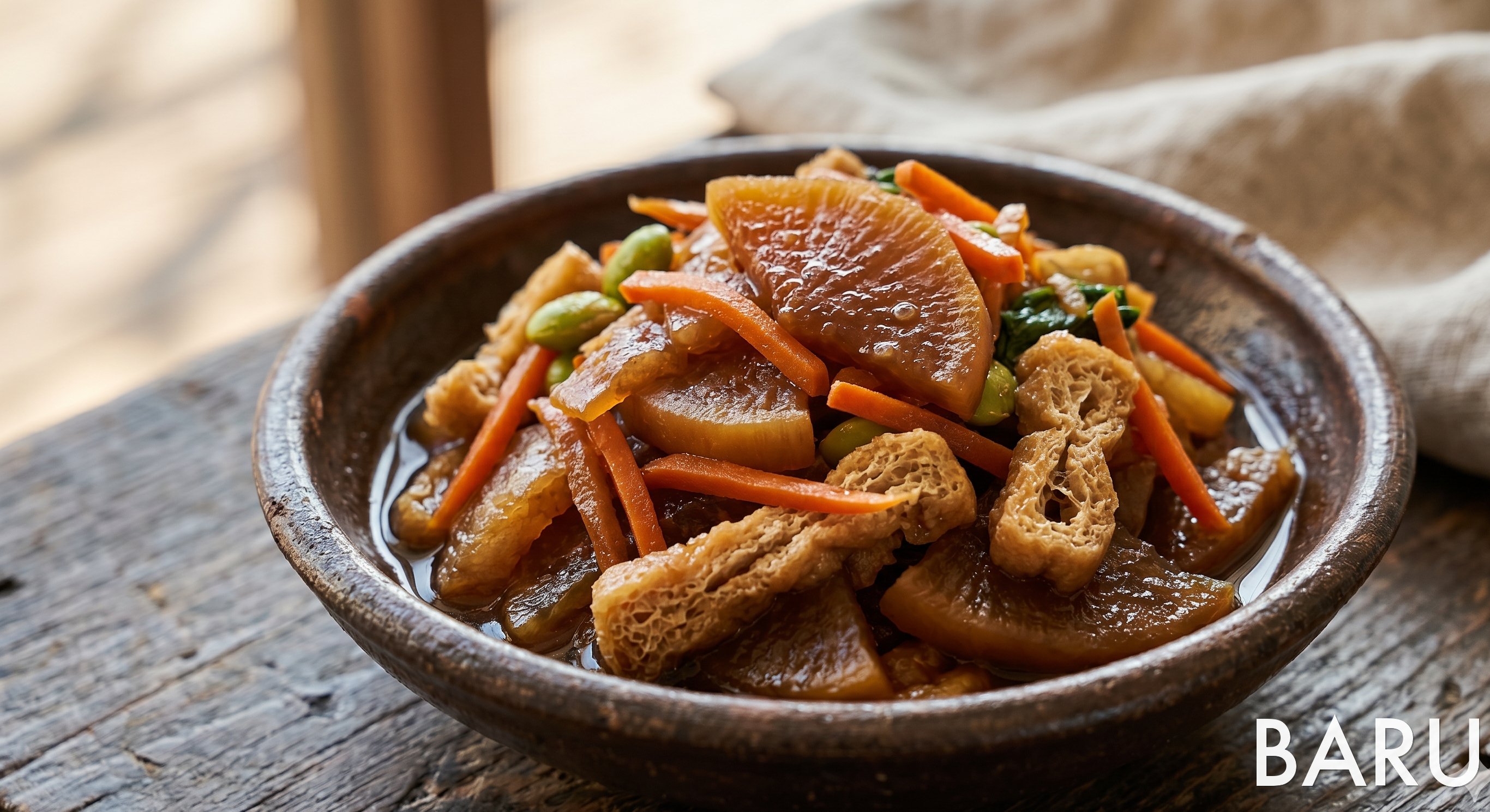 Simmered Steamed-Dried Daikon (건무 조림)