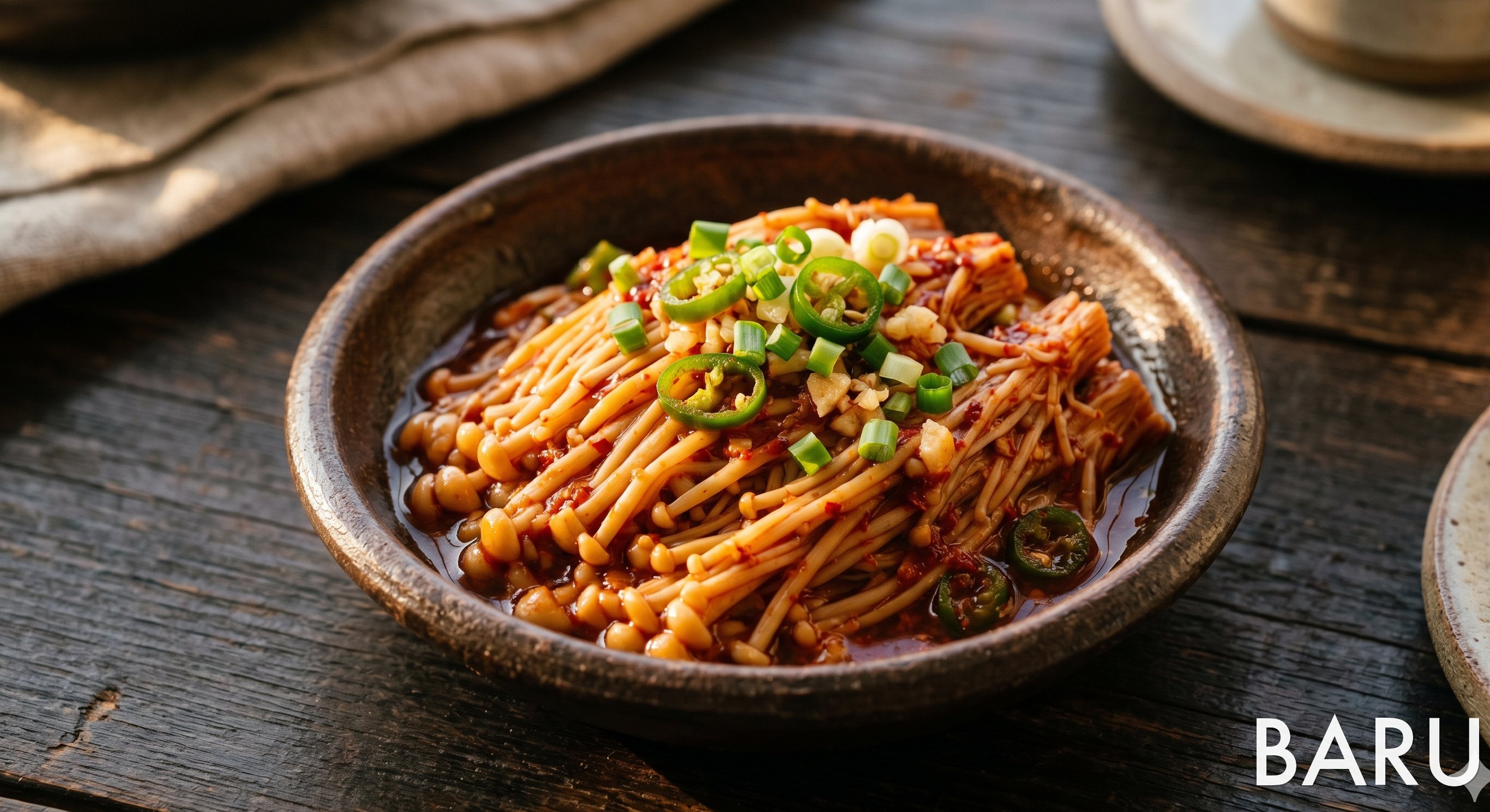 Spicy Braised Enoki Mushrooms (오독오독 매운팽이버섯)