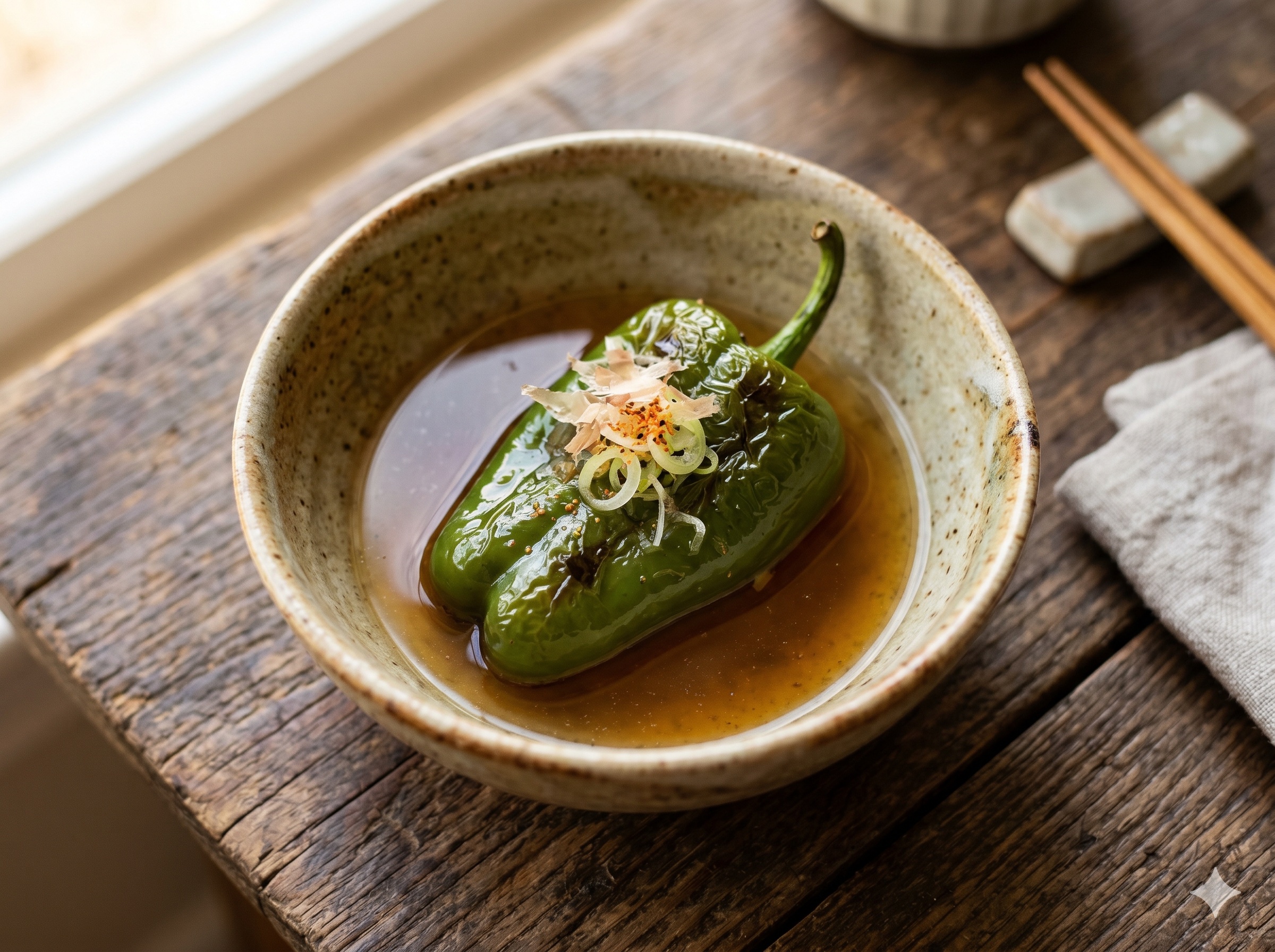 Whole Bell Pepper in Dashi (피만노 마루고토 니시타시)