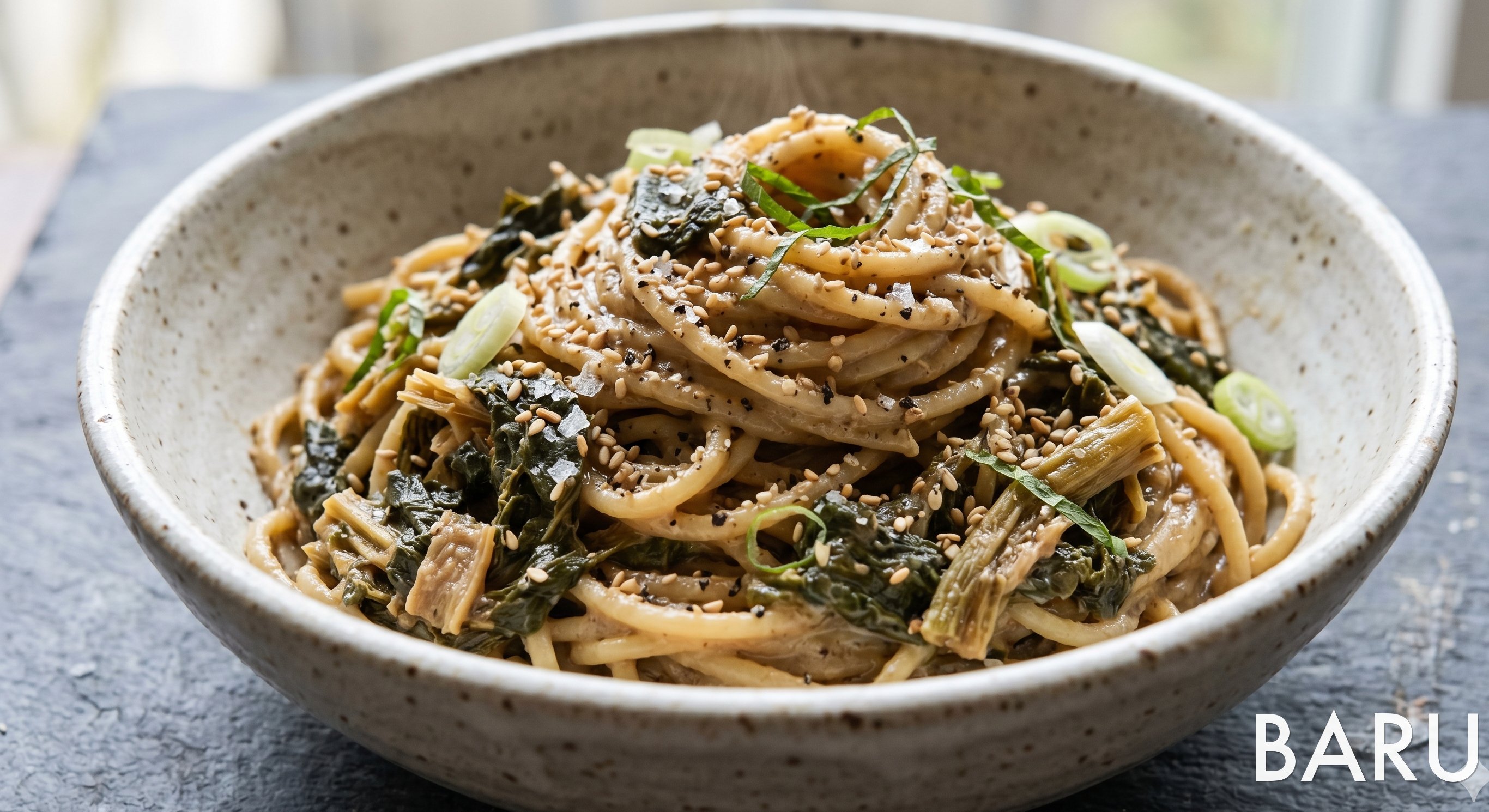 Dried Radish Greens Perilla Pasta (시래기 들깨 파스타)