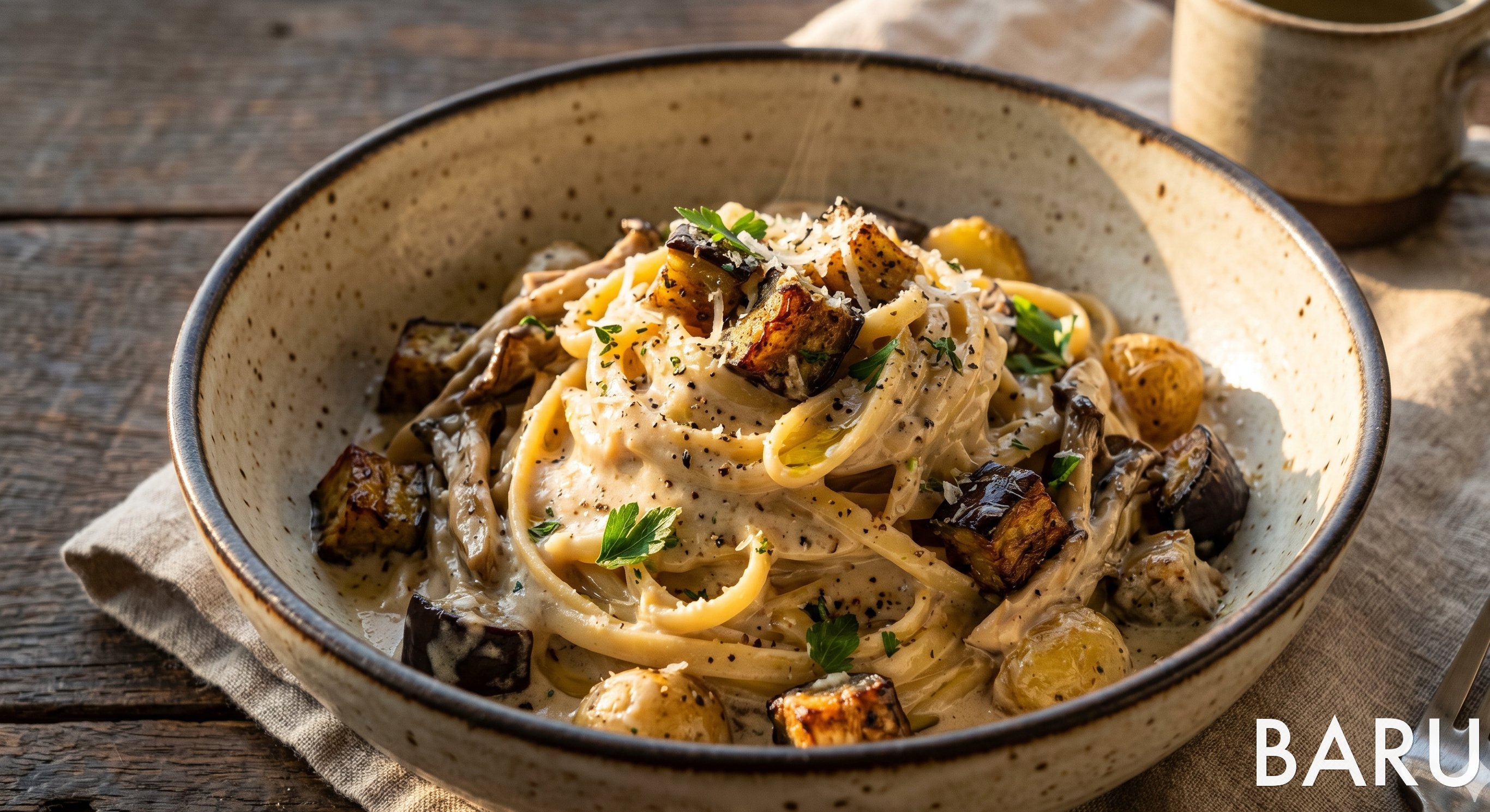 Soy Milk Cream Pasta with Eggplant (두유 크림 가지 파스타)