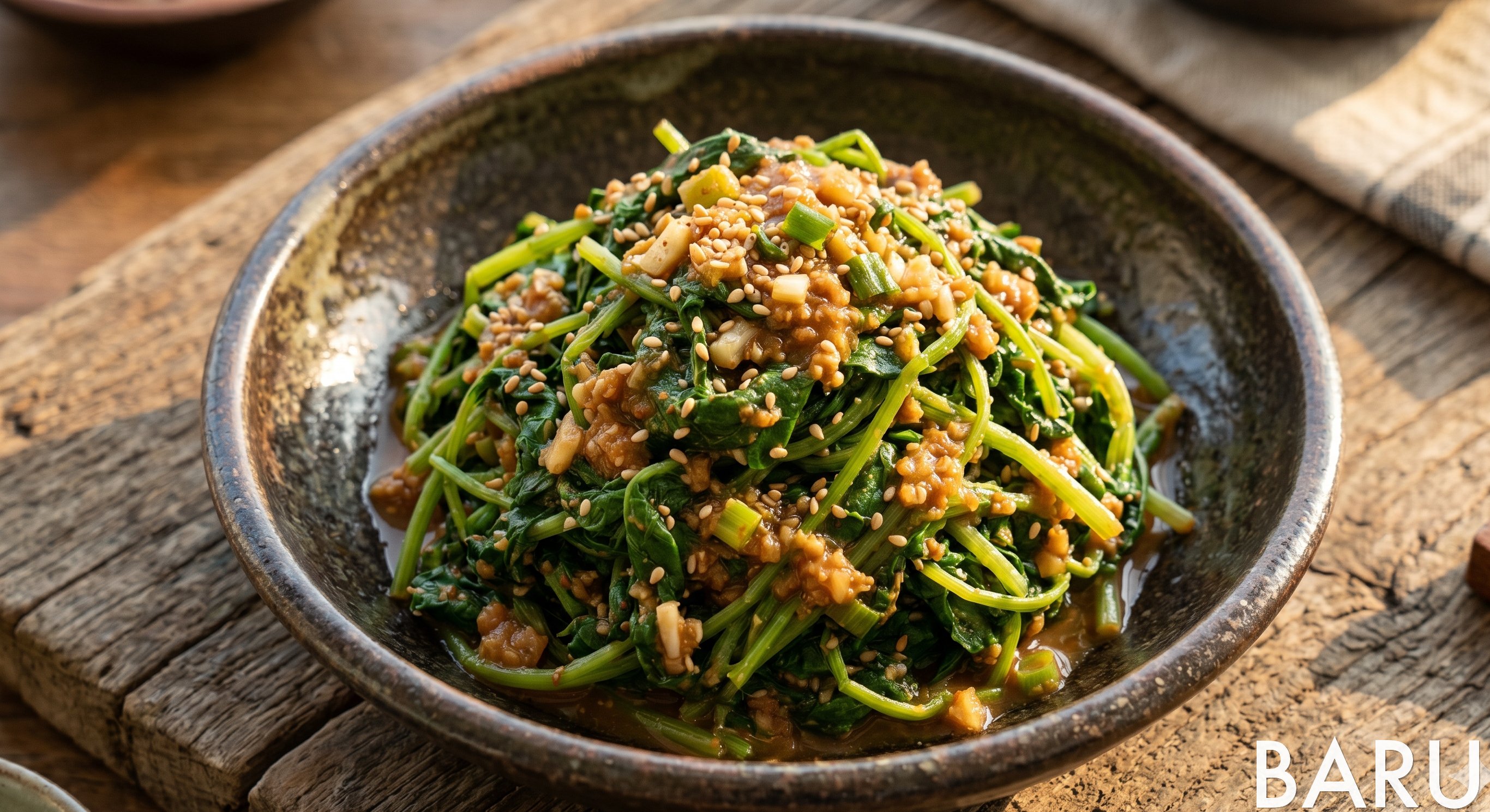 Amaranth Greens with Ssamjang (비름나물쌈장무침)