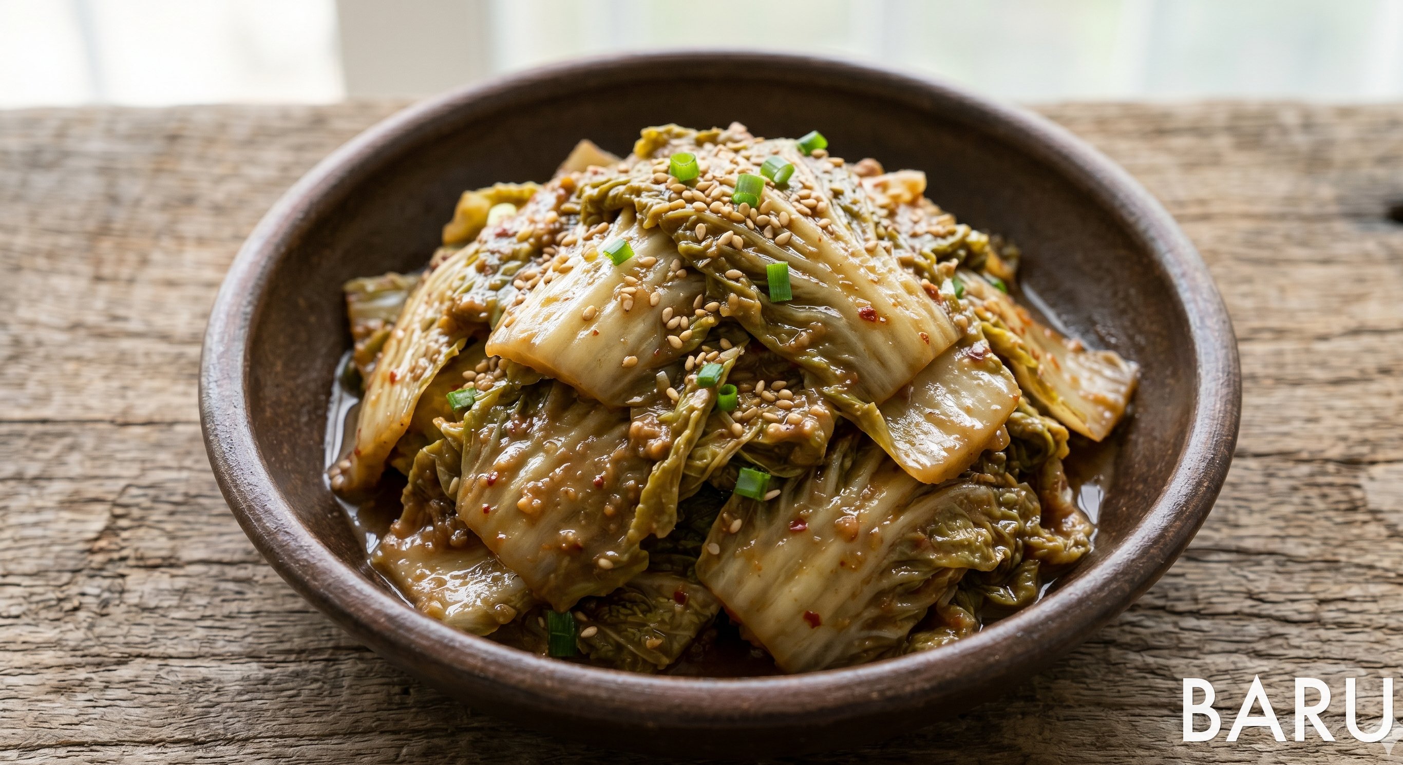 Blanched Napa Cabbage with Doenjang Dressing (배추나물무침)