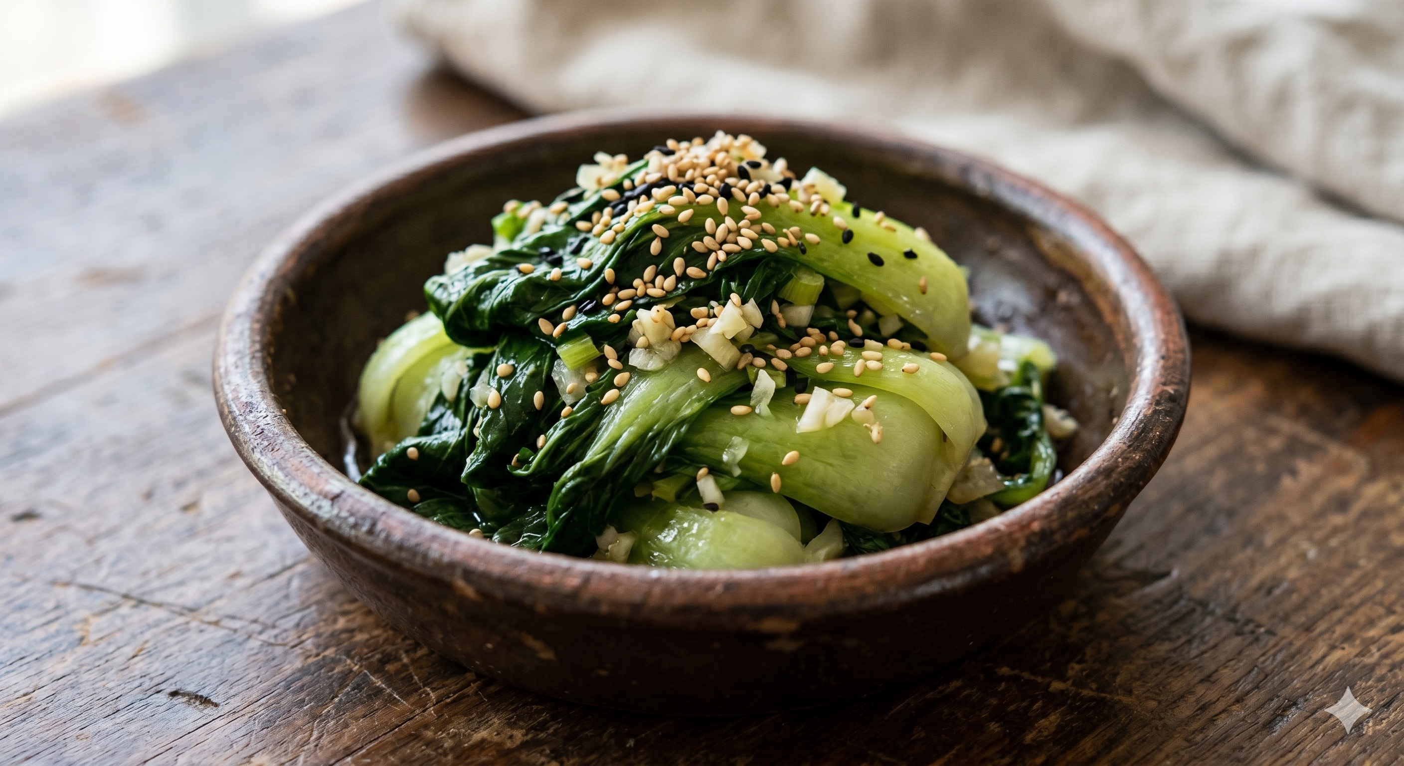 Blanched Bok Choy Namul (청경채무침)