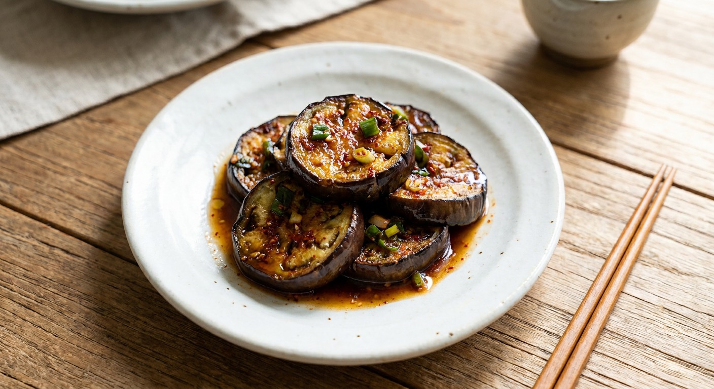 Grilled Eggplant Muchim (구워서 만든 가지무침)