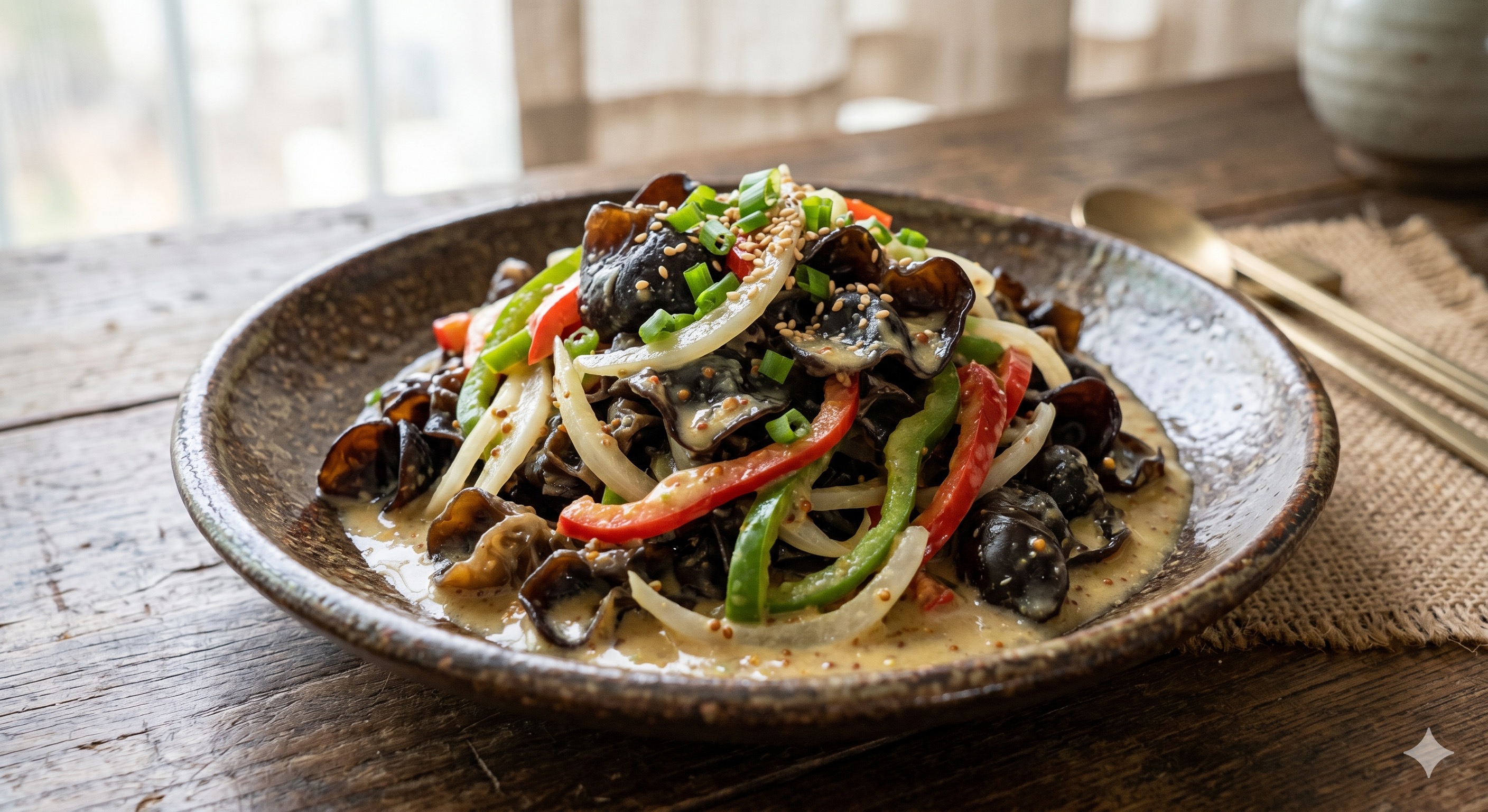 Wood Ear Mushroom Mustard Sauce Salad (목이버섯 겨자소스무침)