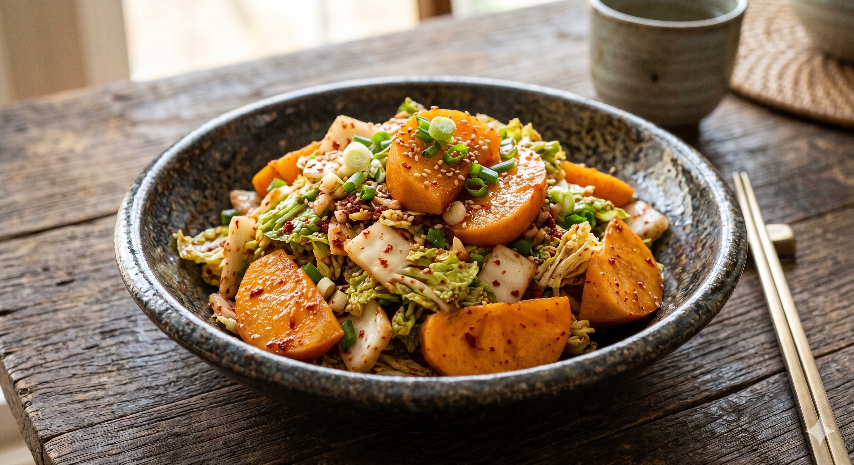 Sweet Persimmon and Cabbage Kimchi-style Salad (감 배추무침)