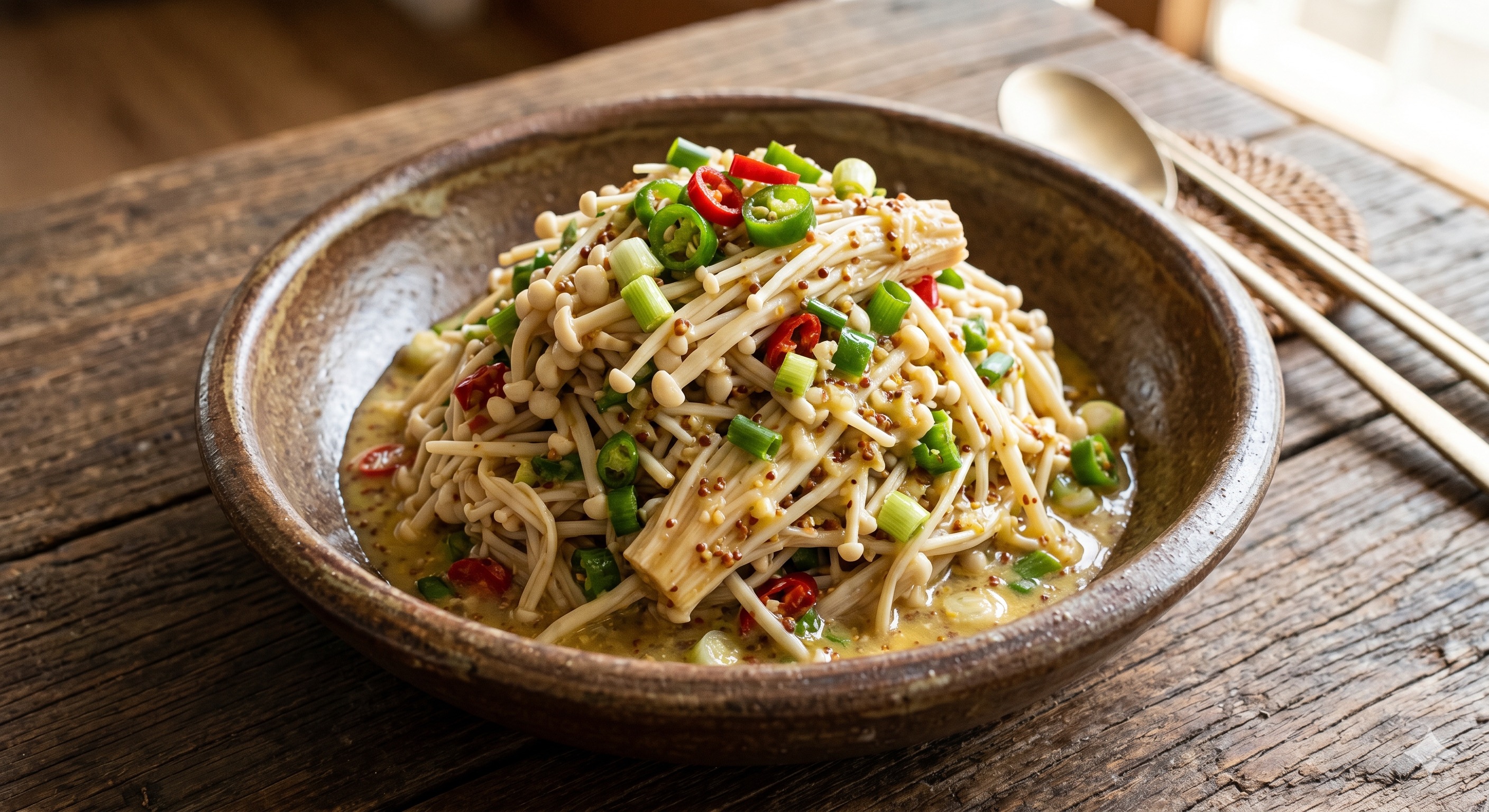Enoki Mushroom Mustard Salad (팽이버섯 겨자무침)