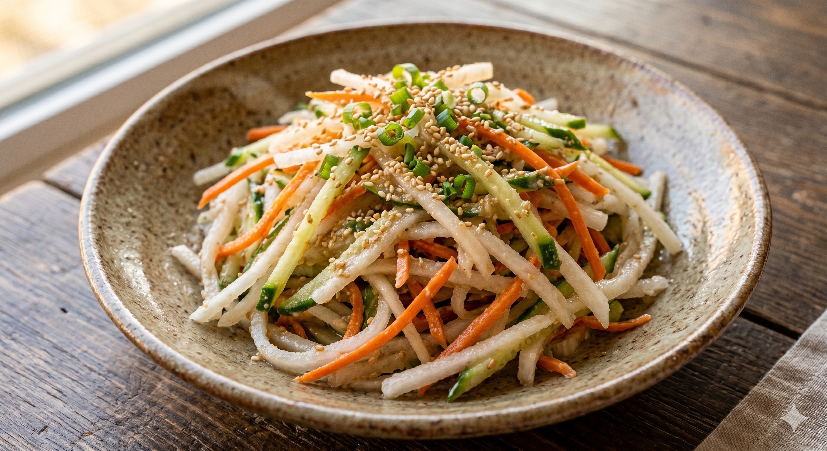 Daikon and Cucumber Sesame Salad (무 오이 참깨 무침)