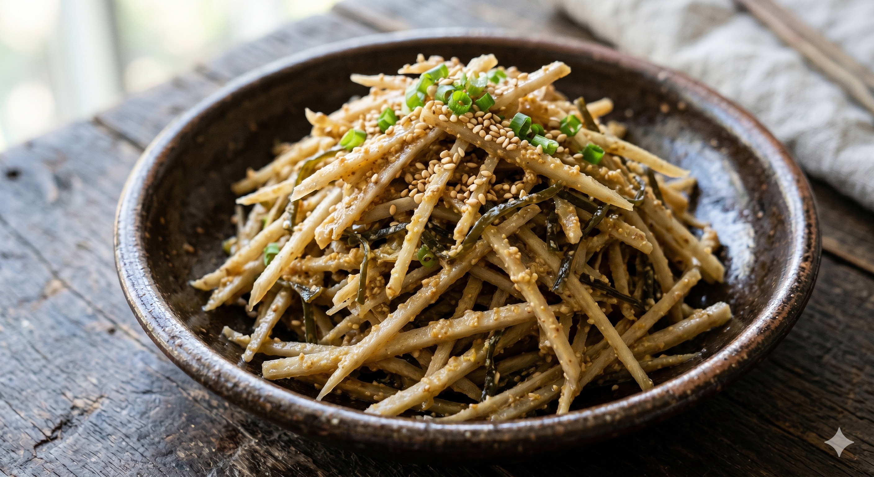 Burdock Root in Mustard Dressing (우엉 겨자 무침)