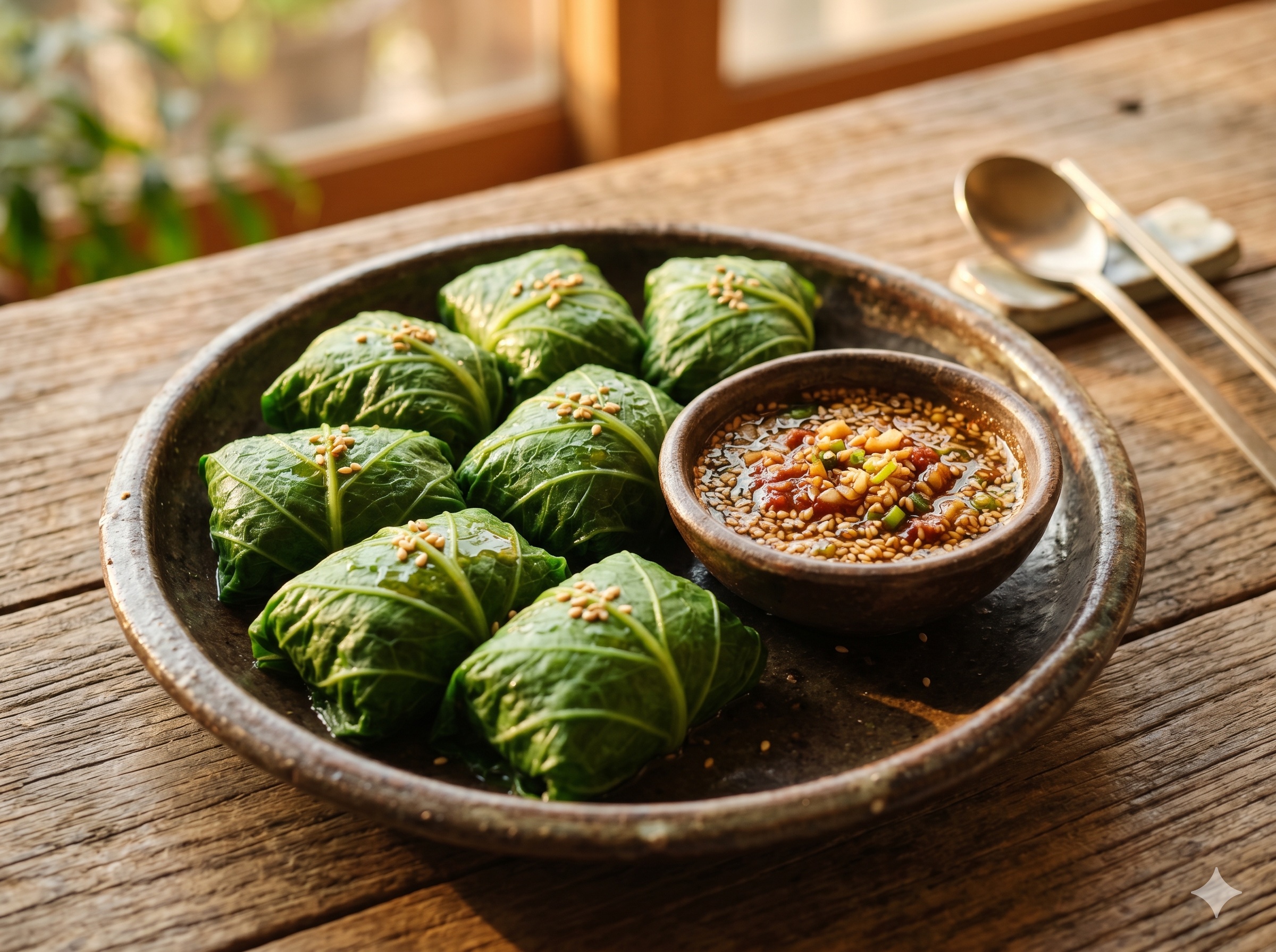 Steamed Pumpkin Leaves (호박잎 쌈)